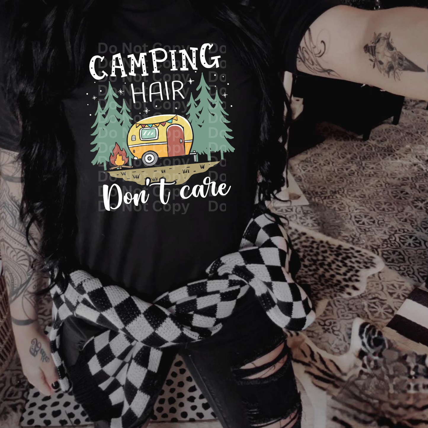 Camping Hair Don't Care DTF Transfer
