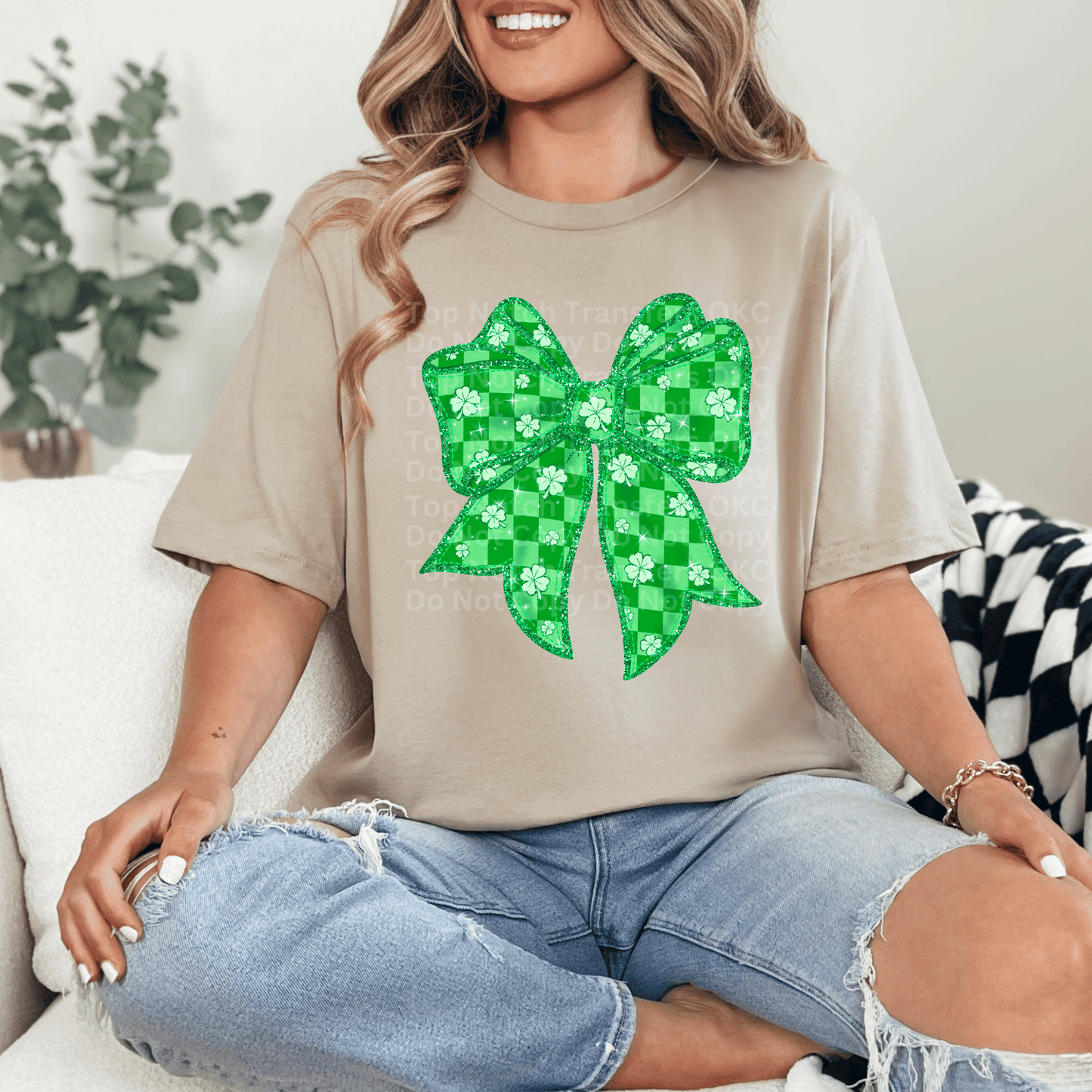 Checkered St. Patricks Day Bow DTF Transfer