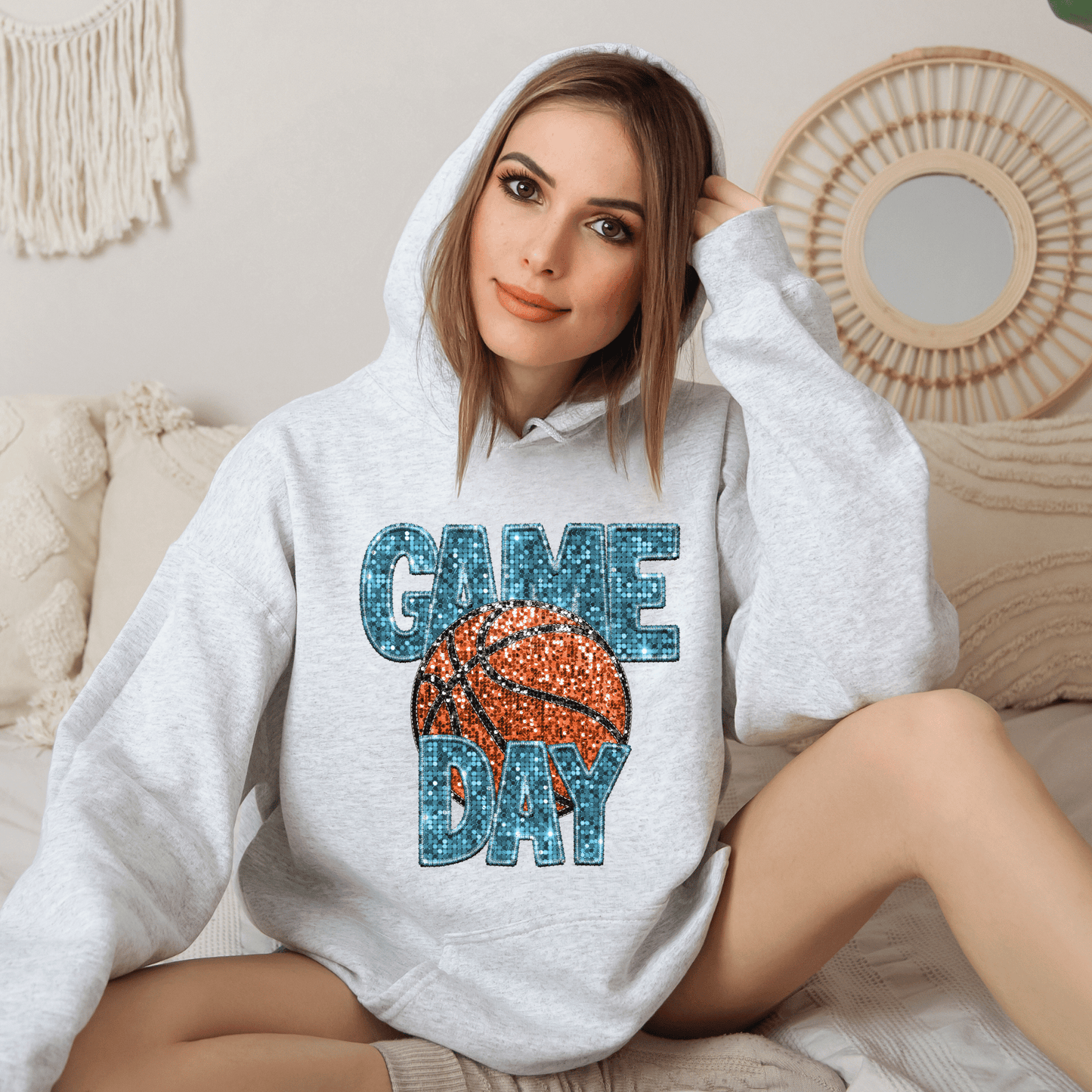 Game Day Faux Sequins Teal DTF Transfer