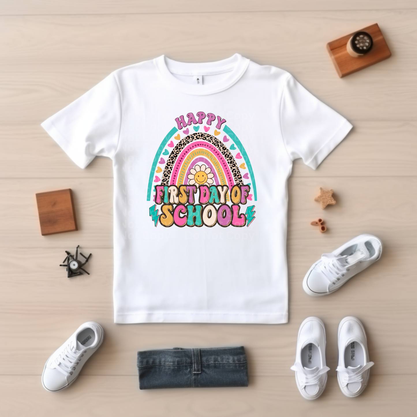 Happy First Day of School Colorful Rainbow DTF Transfer