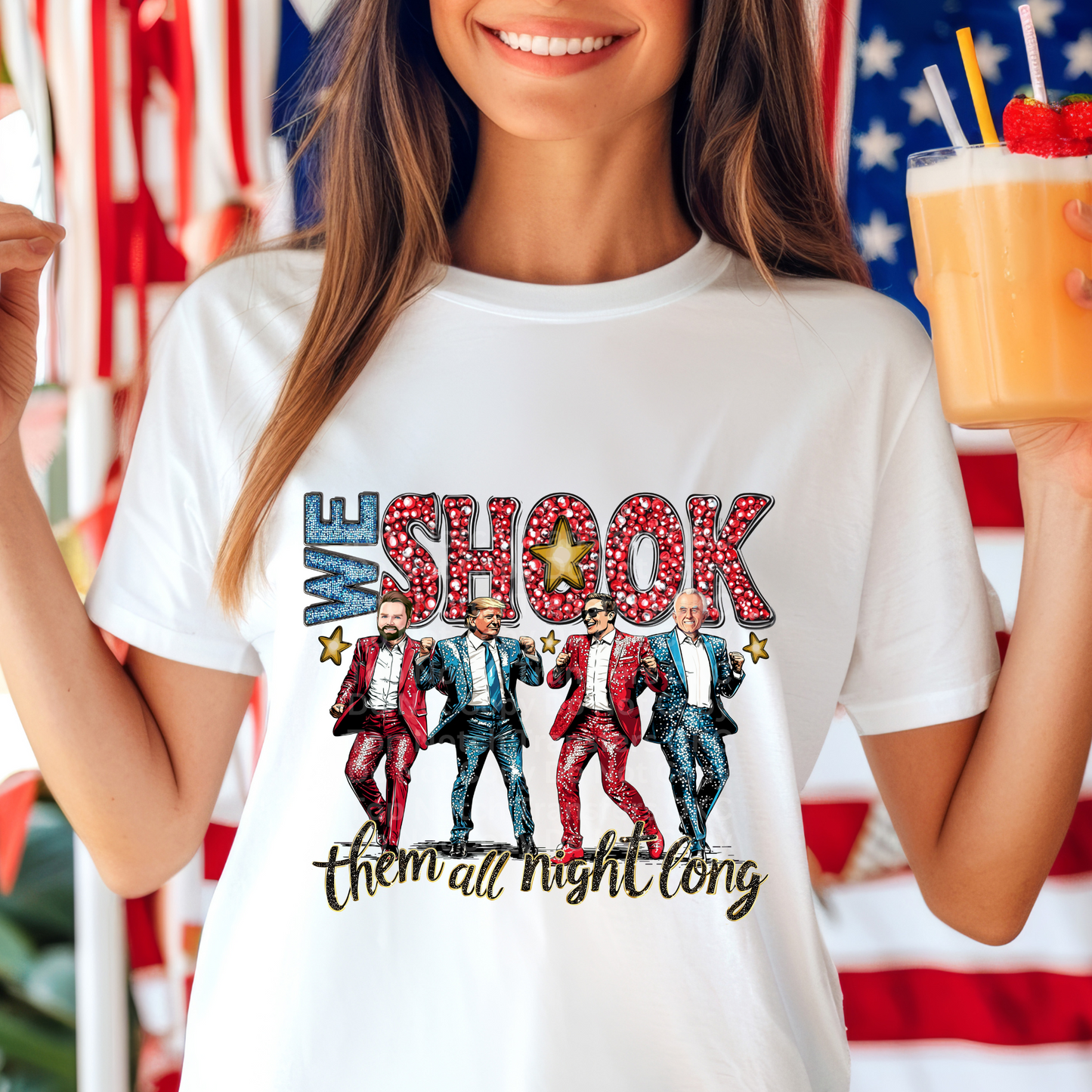 We Shook Them All Night Long (Red & Blue) DTF Transfer