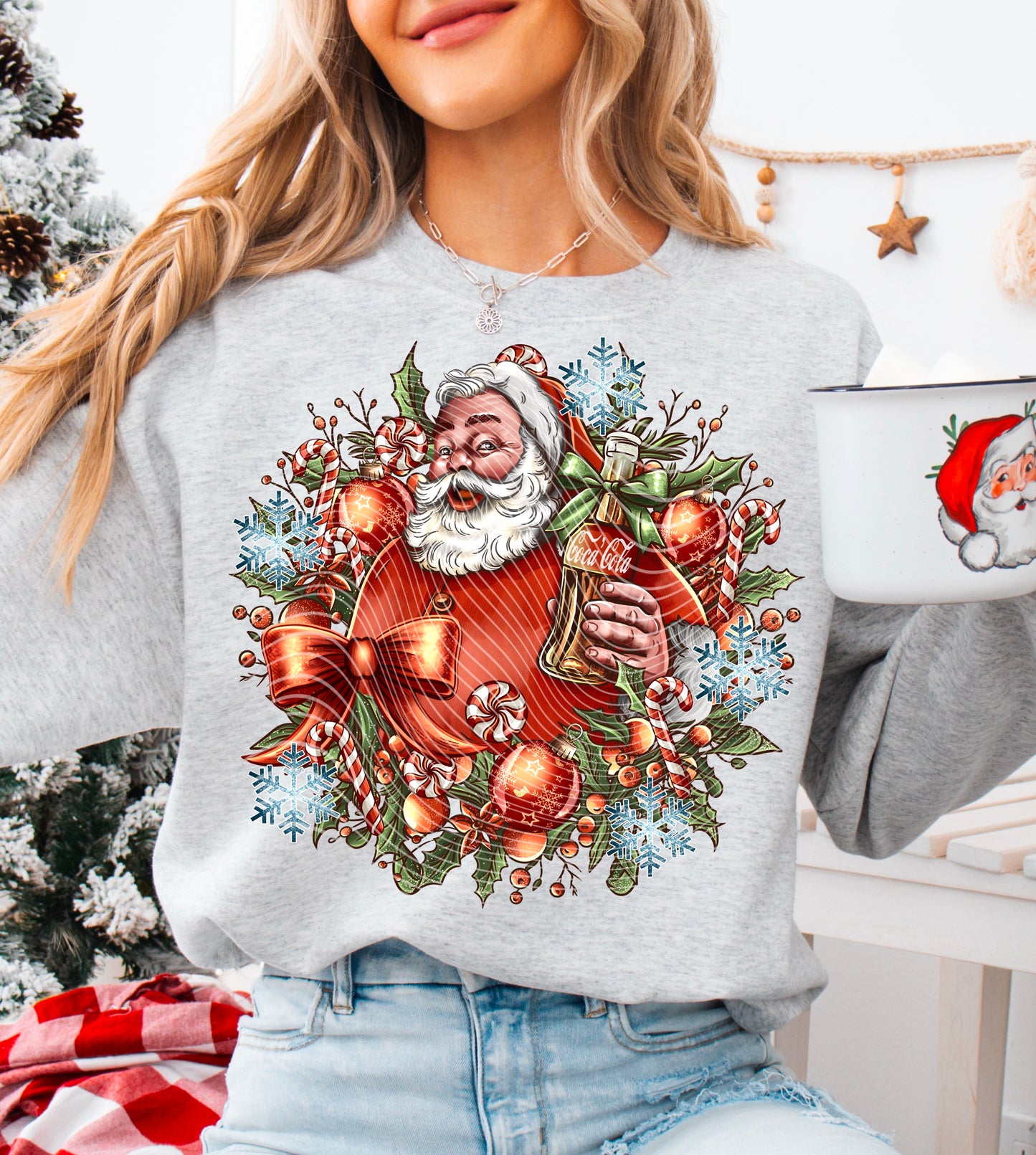 Santa Cheers Cola *Optional long sleeve design* DTF Transfer
