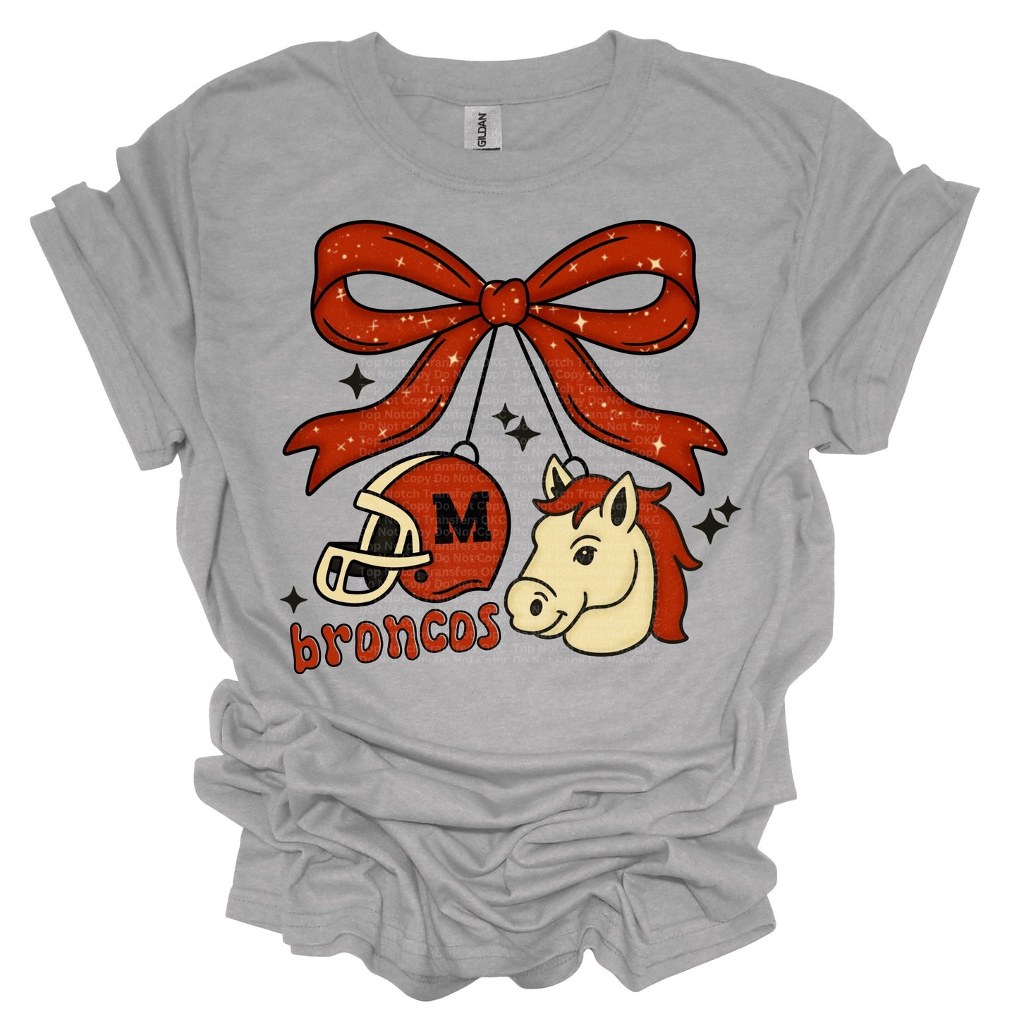 Bow w/ Bronco Mascot & Helmet T-Shirt