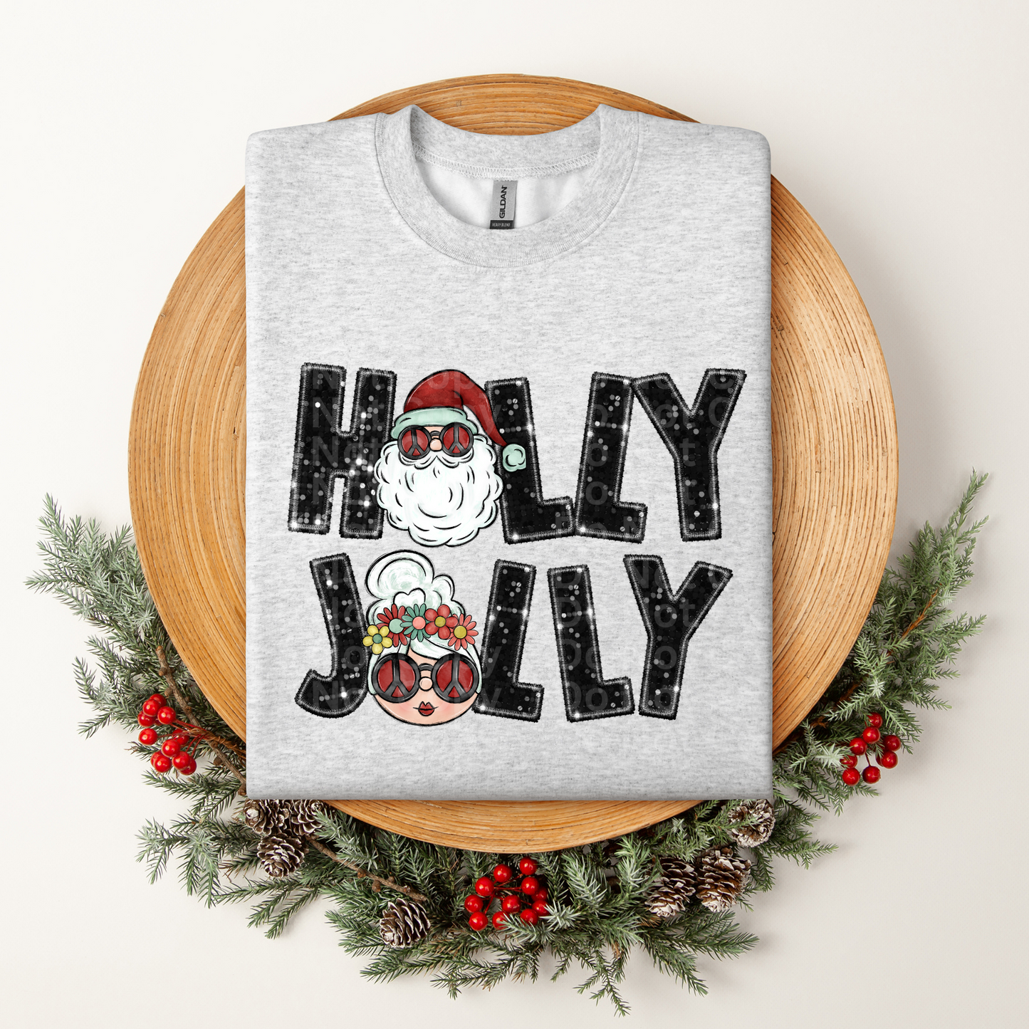 Holly Jolly Groovy Clauses DTF Transfer