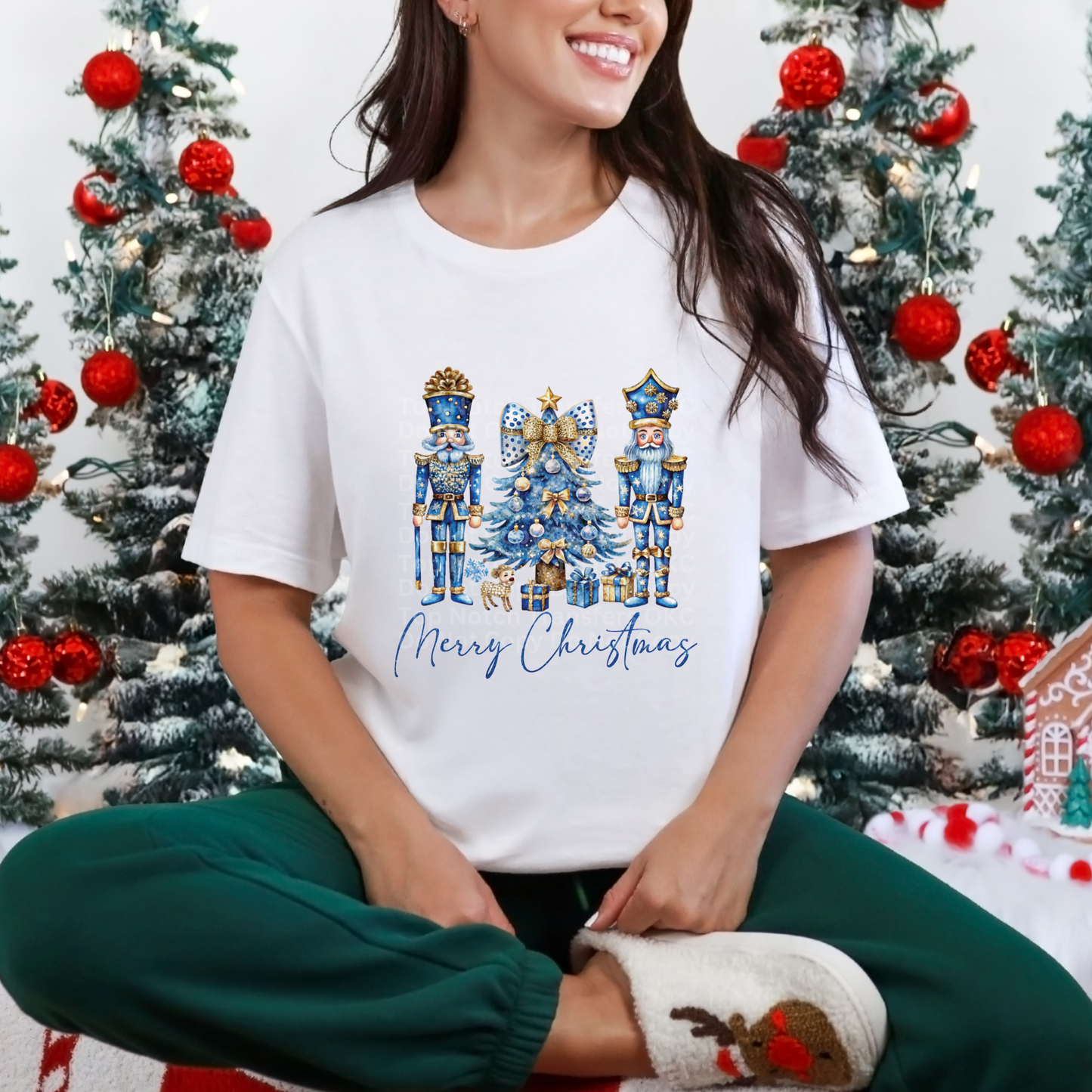Chinoiserie Merry Christmas Nutcrackers & Tree DTF Transfer