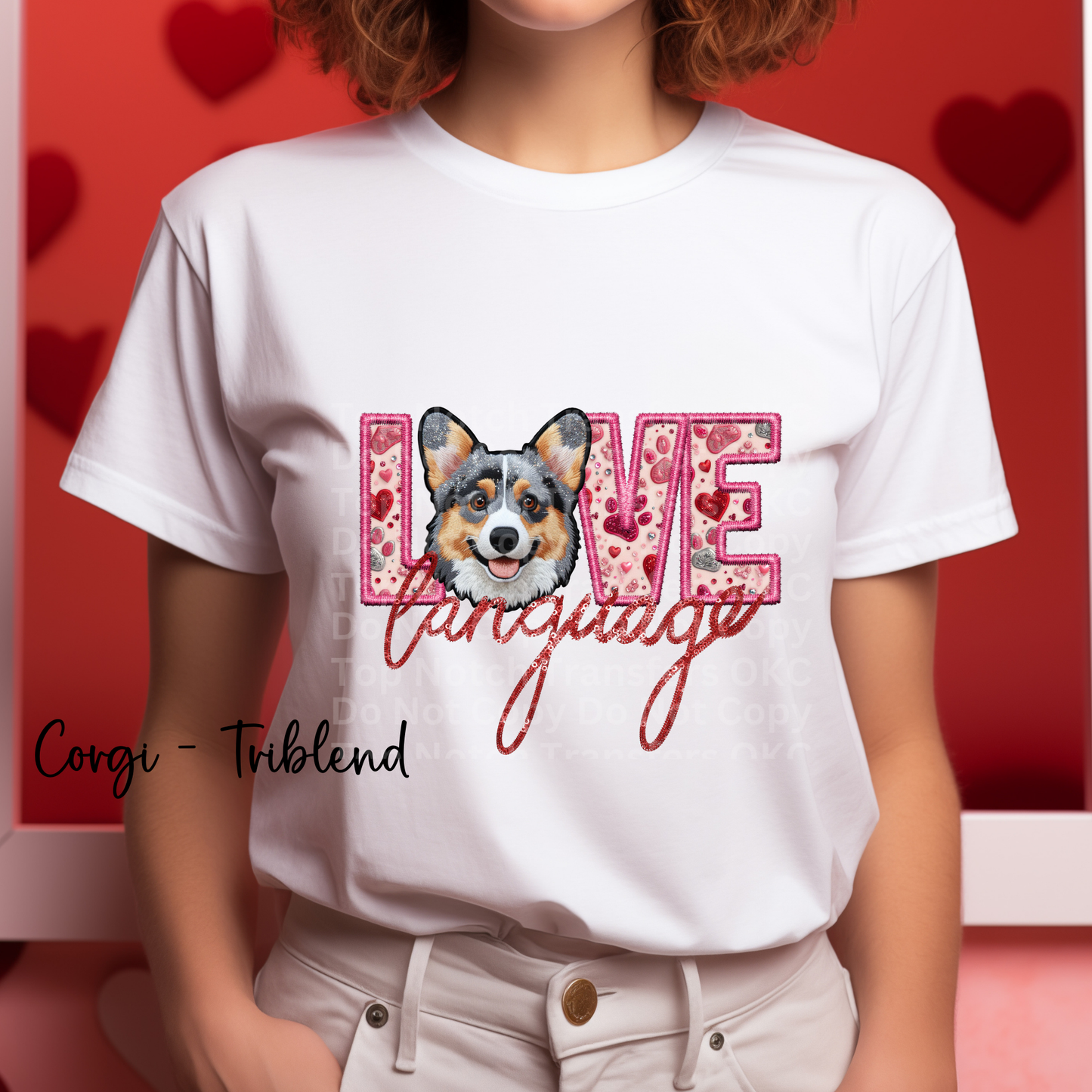 Love Language - Corgi Tri-blend DTF Transfer