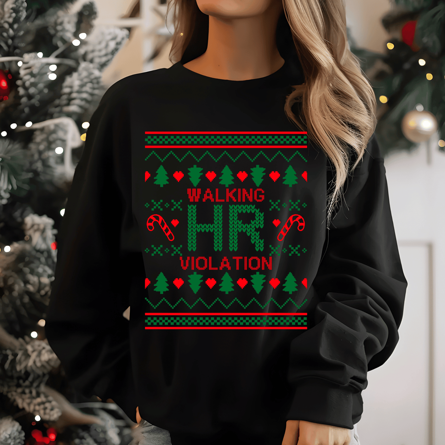 Walking HR Violation Christmas Sweater Design DTF Transfer