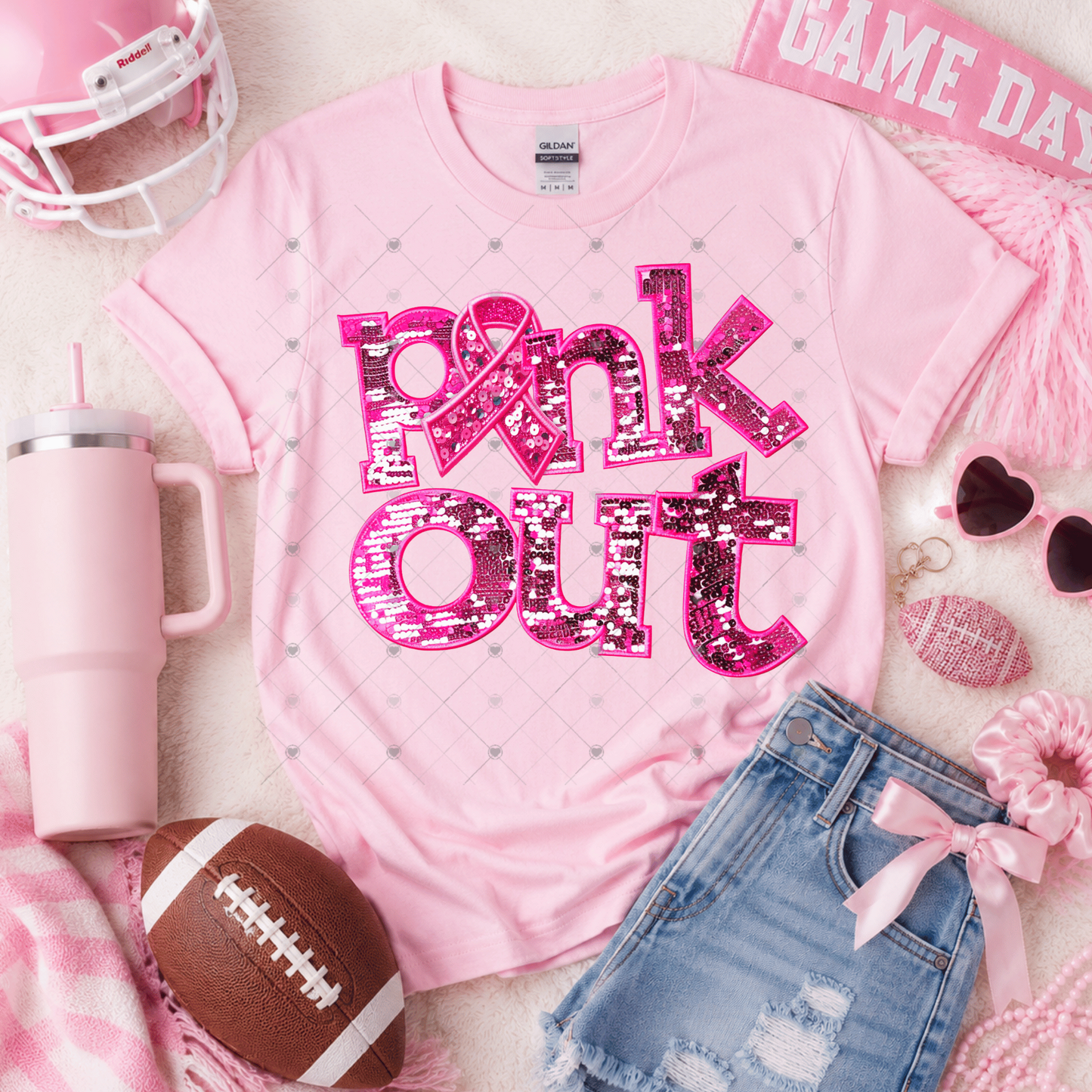 Pink Out Faux Sequin DTF Transfer
