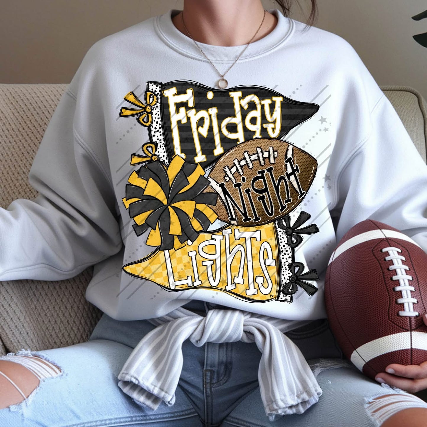 Friday Night Lights Black/Yellow DTF Transfer