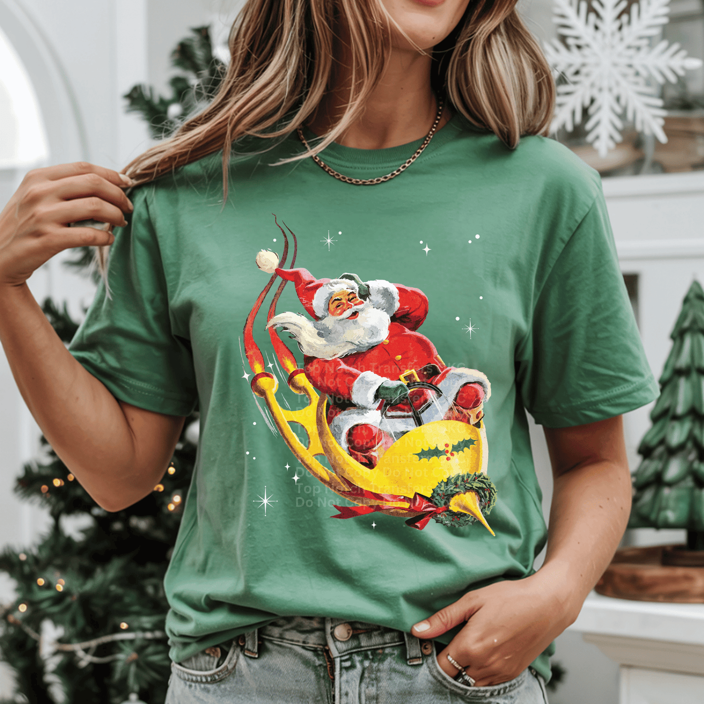 Santa in Vintage Sleigh DTF Transfer
