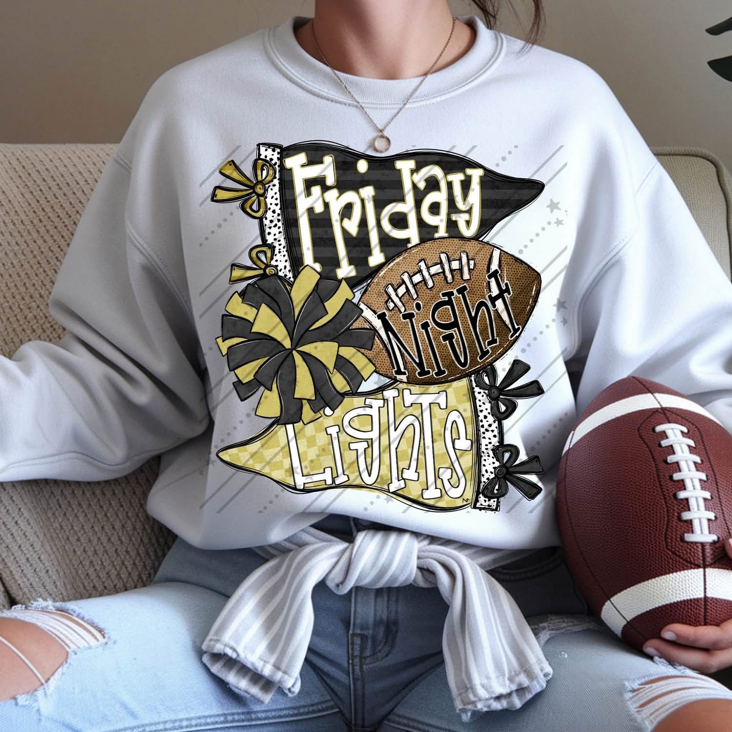 Friday Night Lights Black/Gold DTF Transfer