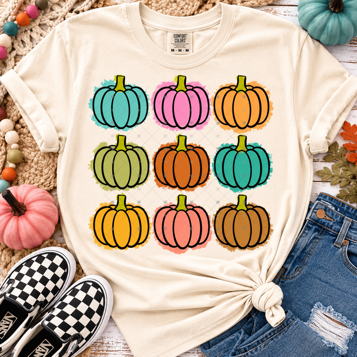 Pumpkin Grid DTF Transfer
