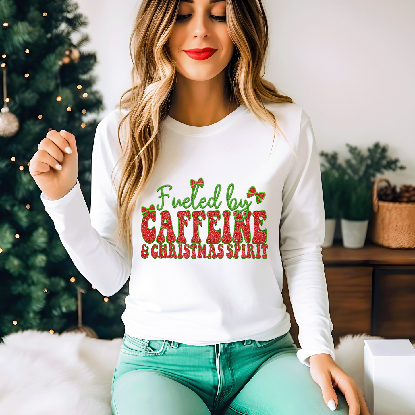 Fueled By Caffeine & Christmas Spirit DTF Transfer