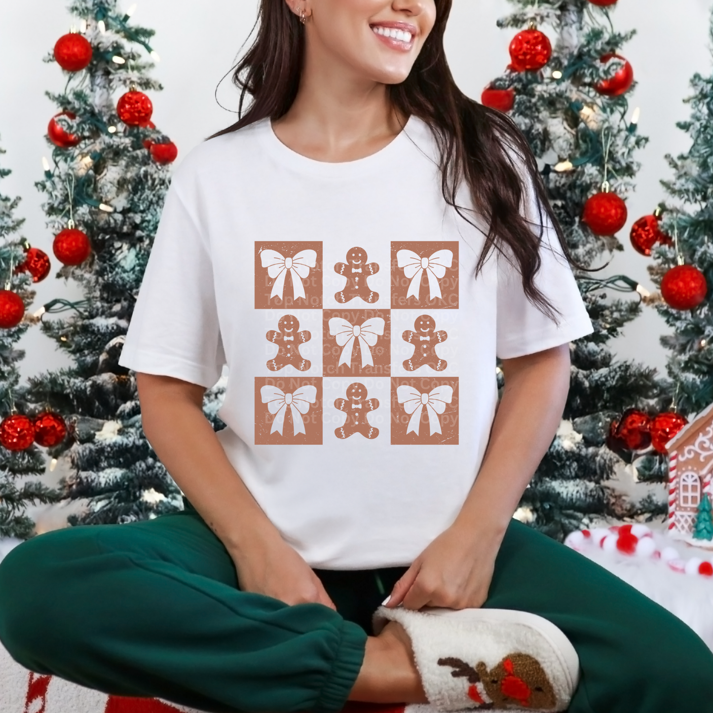 Vintage Christmas Gingerbread Bow Coquette DTF Transfer