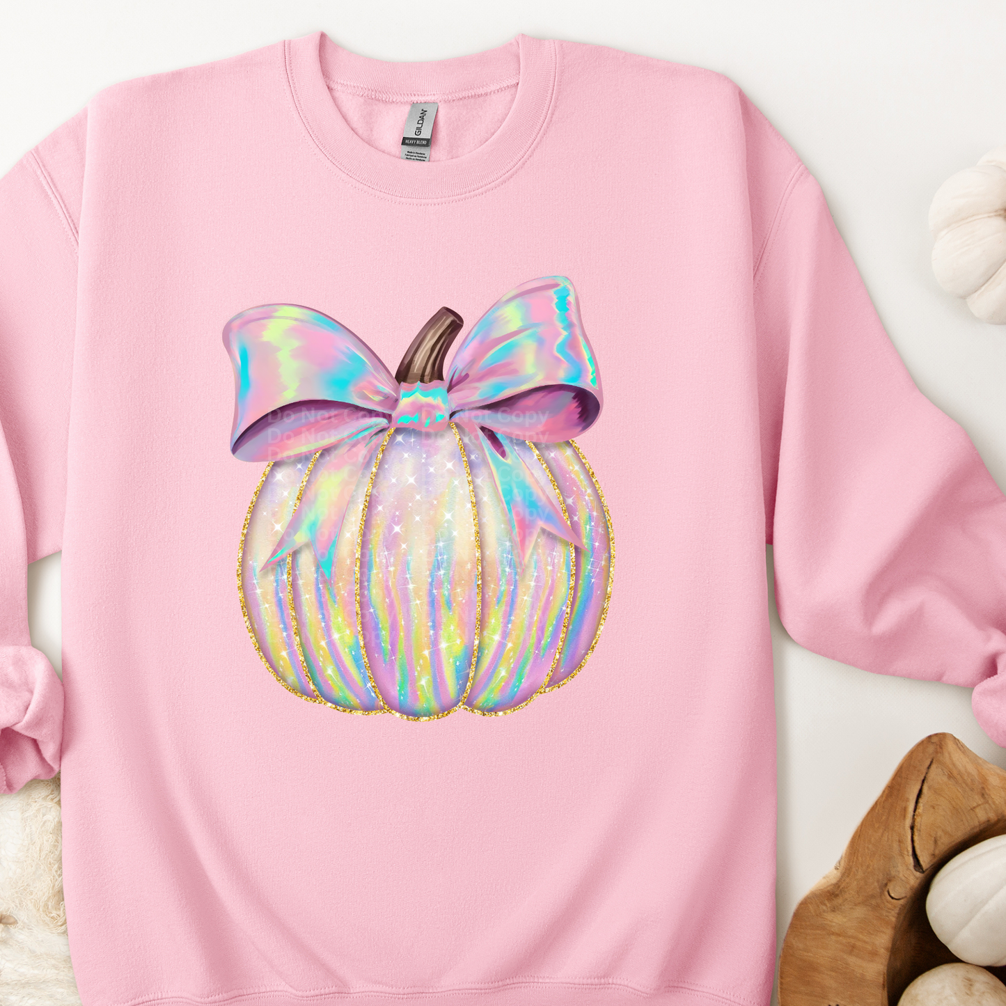 Shimmering Pumpkin With Bow DTF Transfer