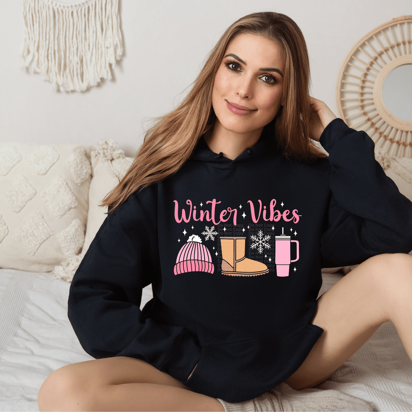 Winter Vibes with white snowflakes DTF Transfer