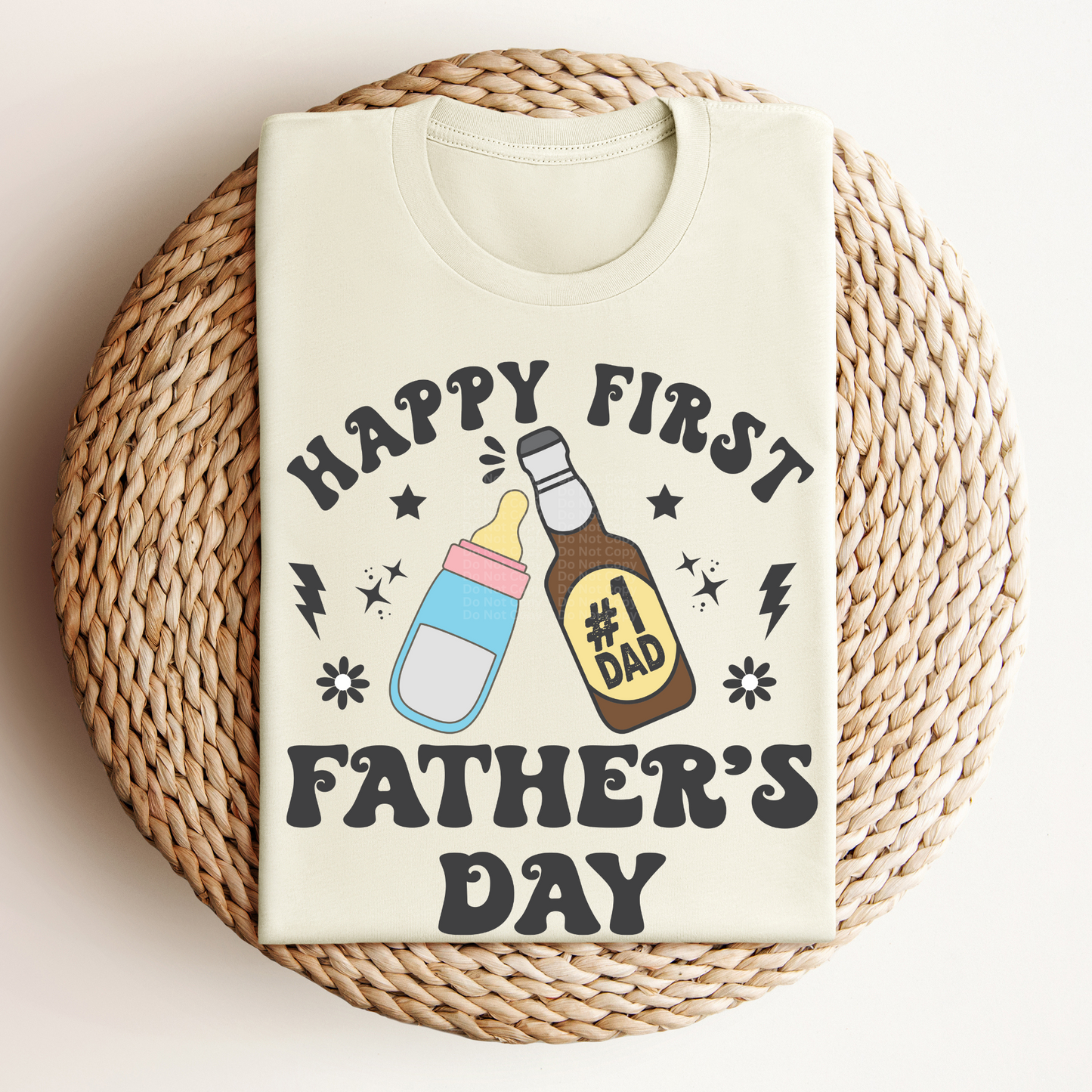 Happy First Father's Day Milk & Beer Bottles DTF Transfer