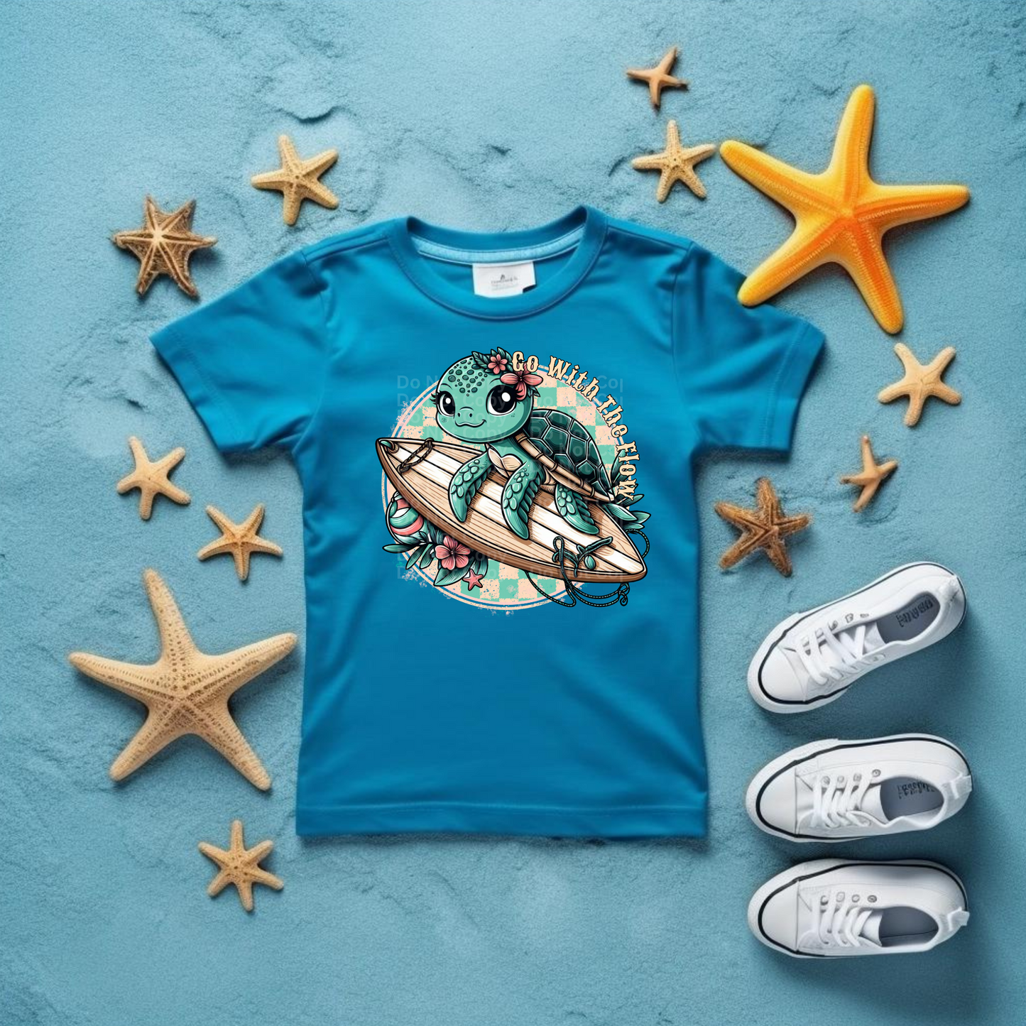 Go With the Flow Sea Turtle DTF Transfer