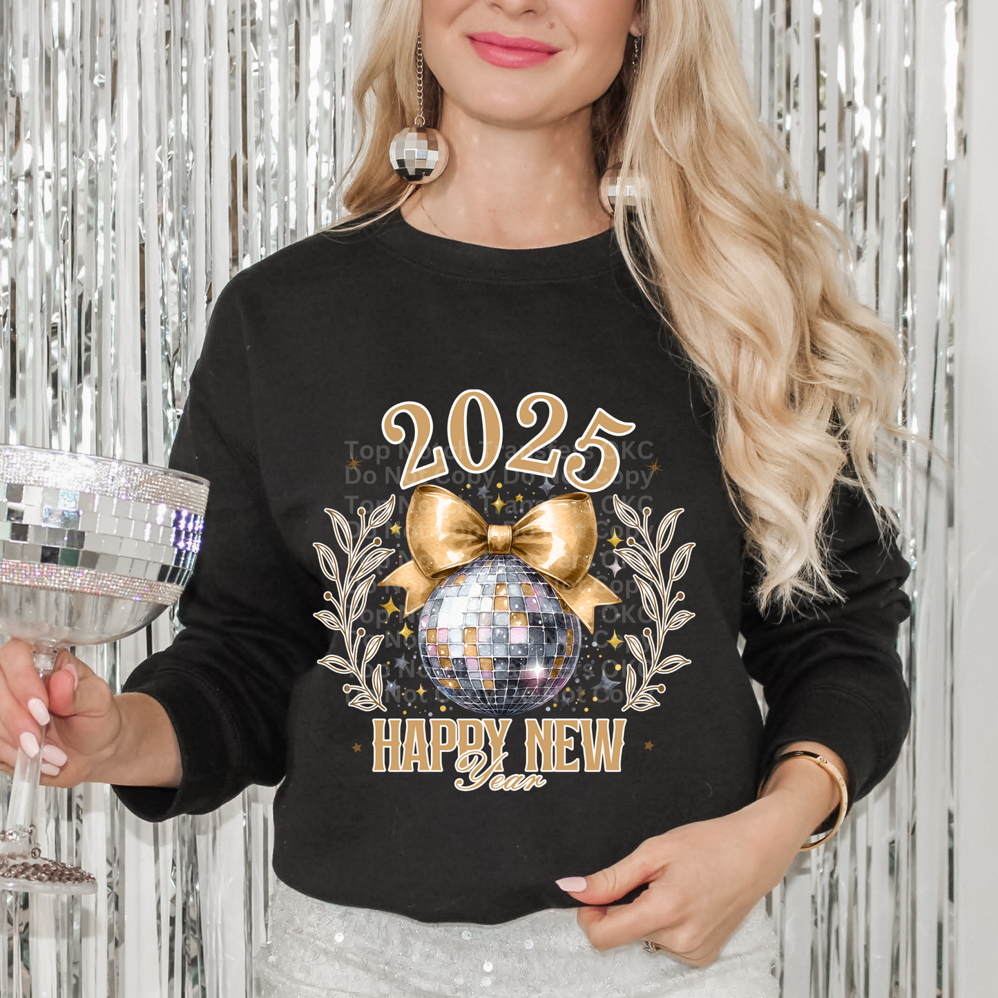 2025 Happy New Year Gold & Silver Disco DTF Transfer