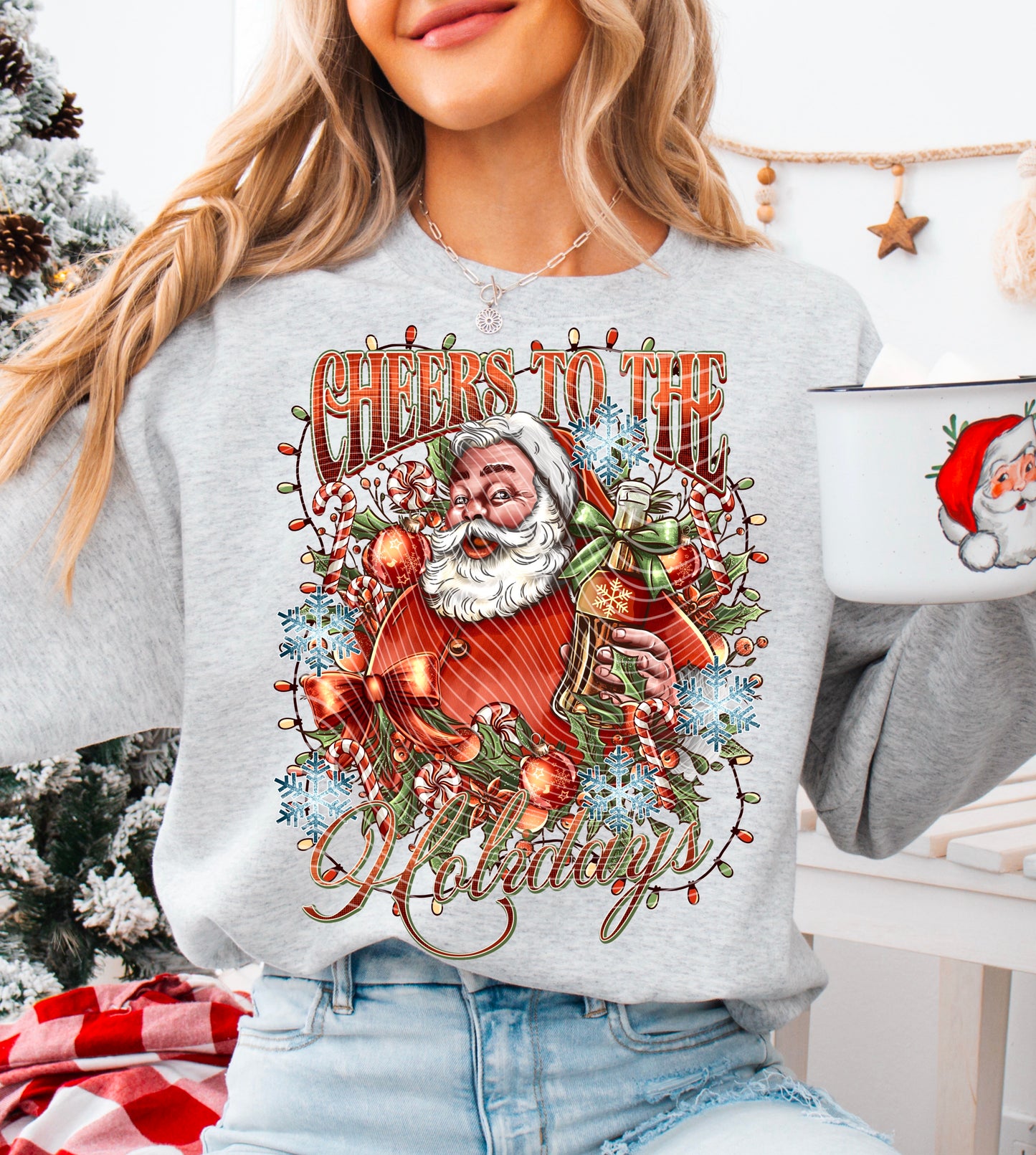 Santa Cheers *Optional long sleeve design* DTF Transfer