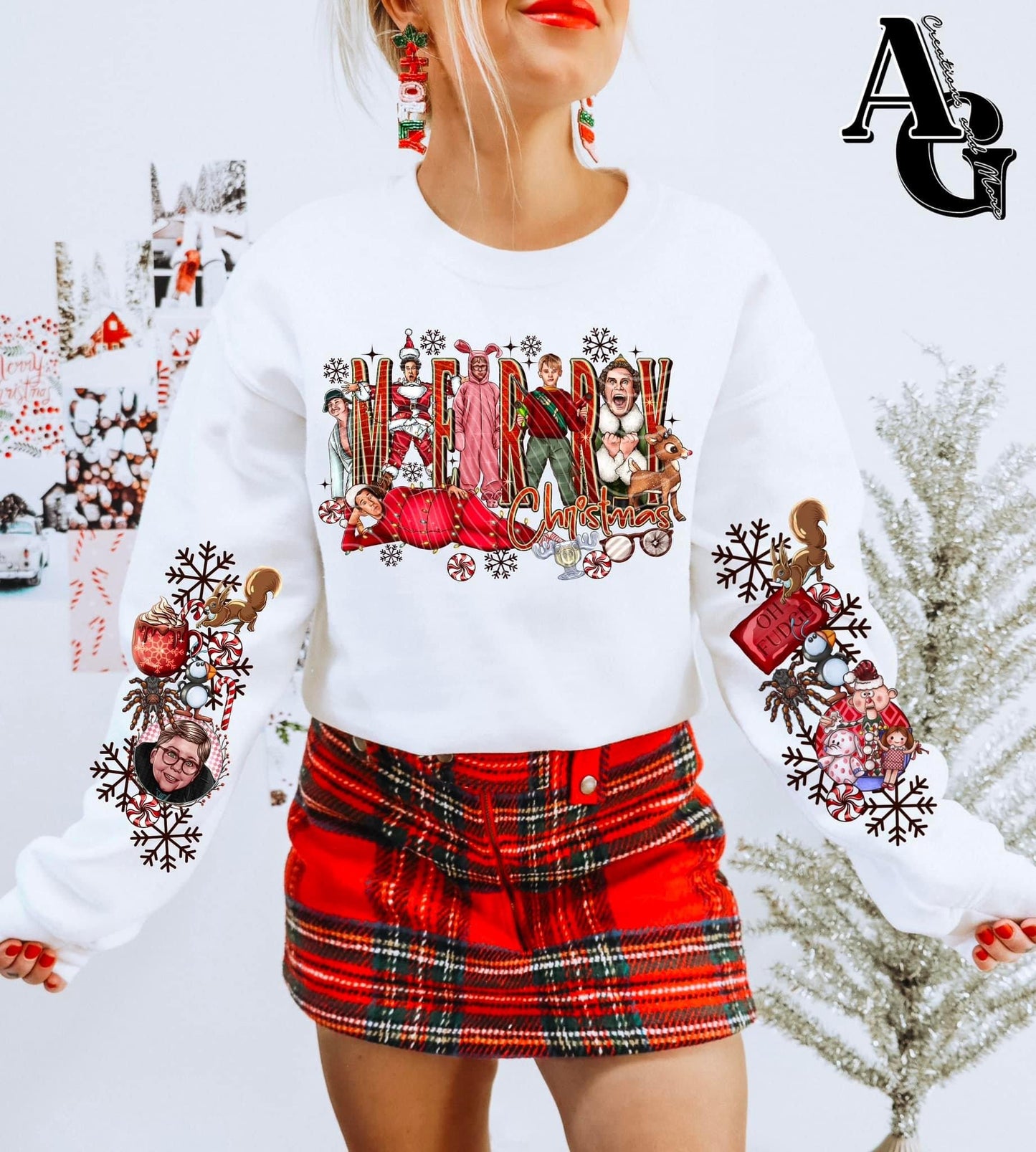 Merry Christmas Characters *Optional long sleeve designs* DTF Transfer