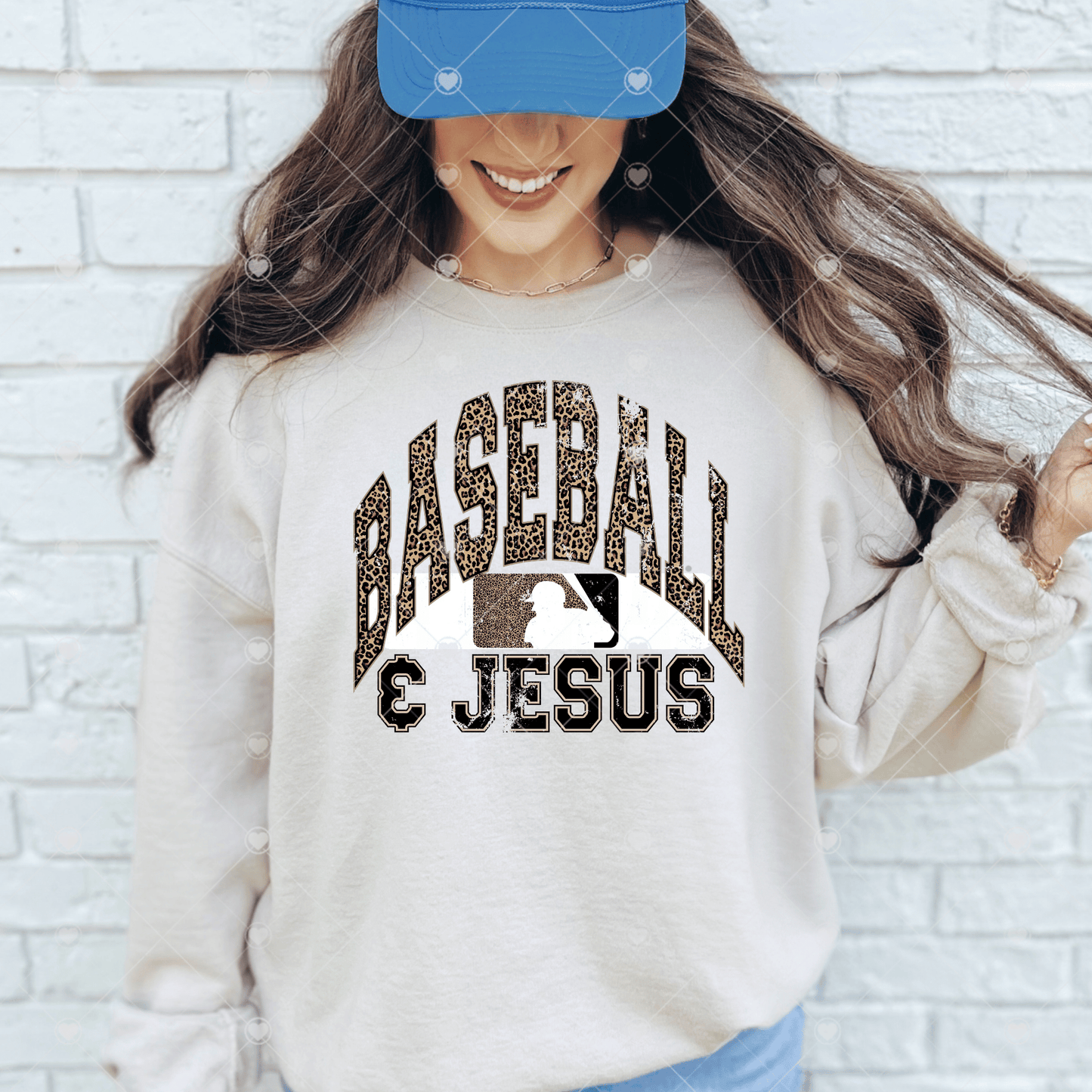 Distressed Leopard Print Baseball & Jesus DTF Transfer