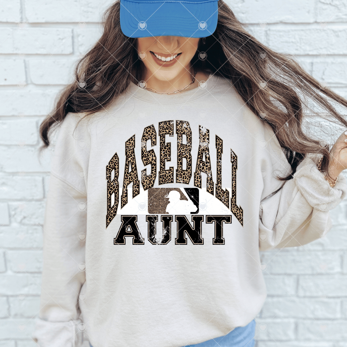 Distressed Leopard Print Baseball Aunt DTF Transfer