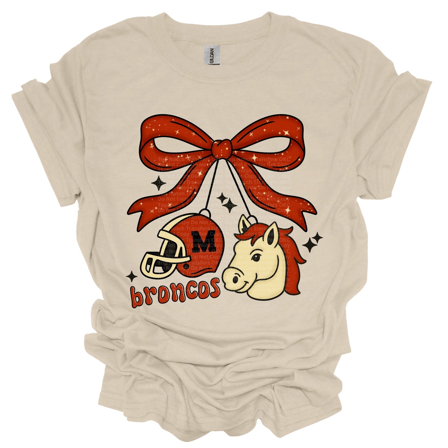 Bow w/ Bronco Mascot & Helmet T-Shirt