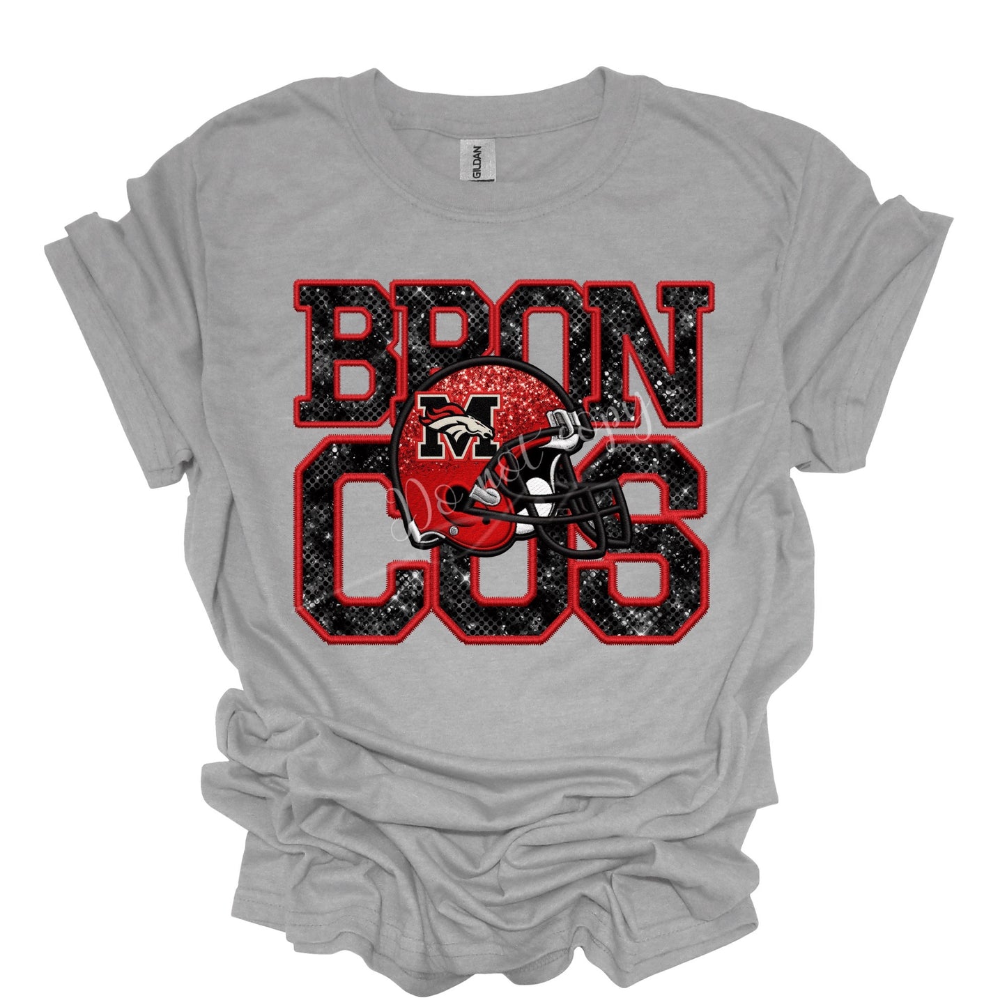 Mustang Broncos Faux Embroidery T-Shirt