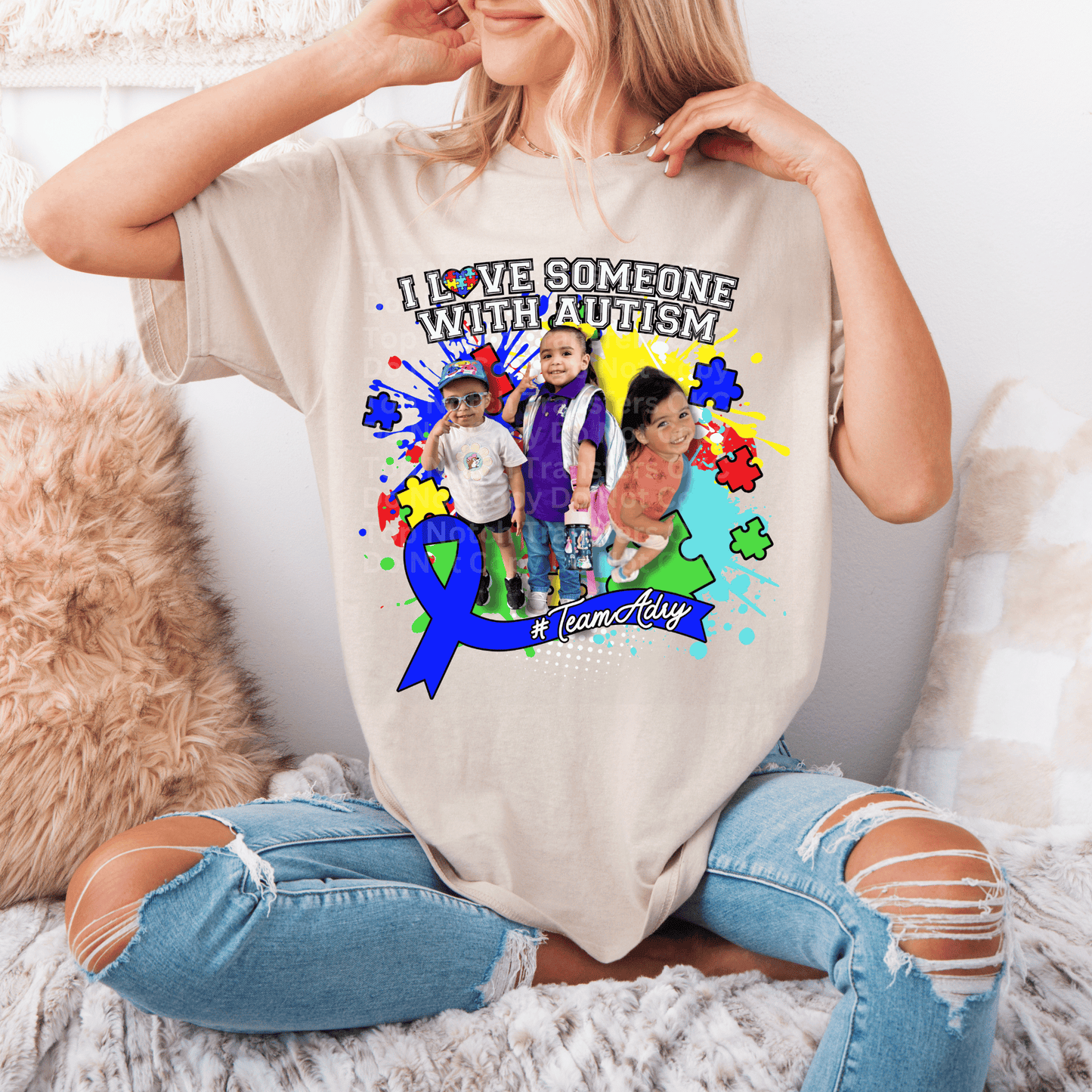 I Love Someone with Autism Custom DTF Transfer *Leave name or text in notes and email pictures to use to Topnotchtransfersokc@gmail.com w/ order number*