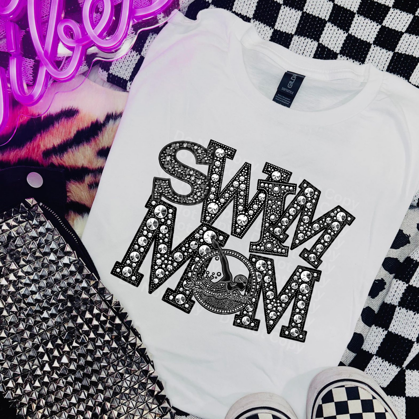 Swim Mom - Faux Rhinestone DTF Transfer