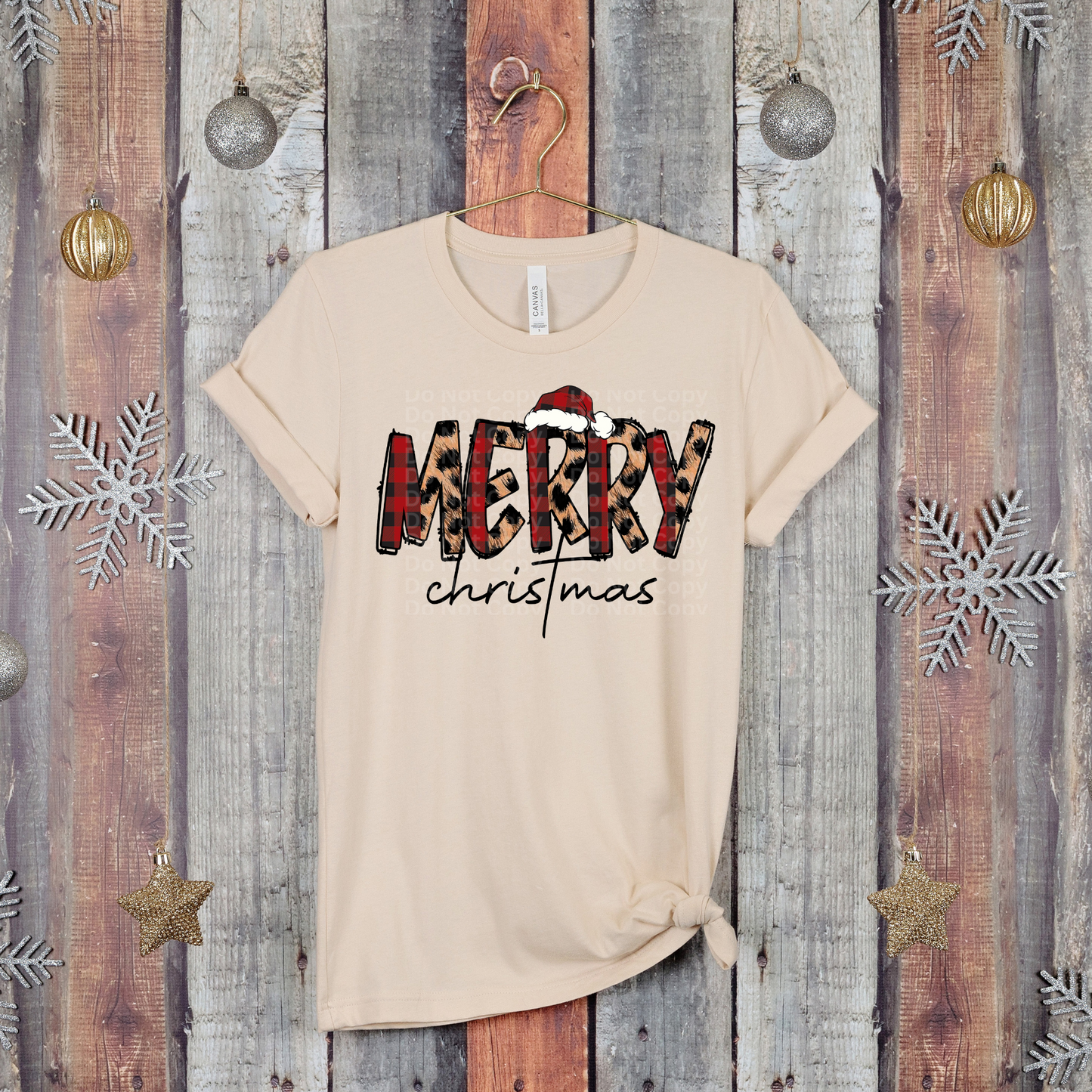 Merry Christmas Plaid Leopard DTF Transfer