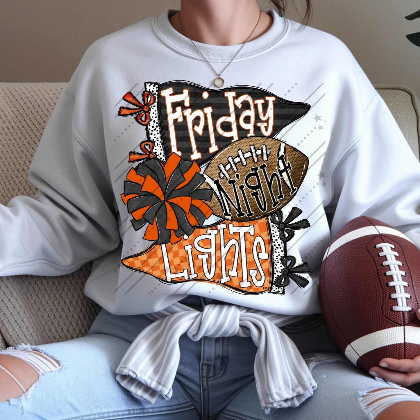 Friday Night Lights Black/Orange DTF Transfer