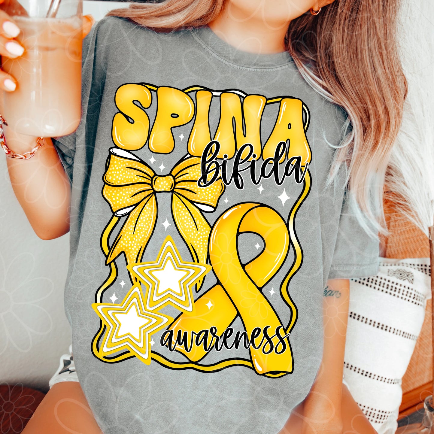 Spina Bifida Awareness w/ white stars DTF Transfer