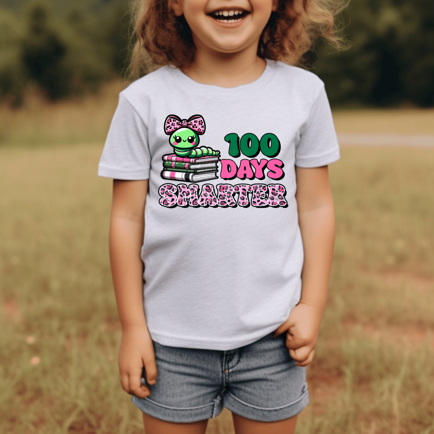 100 Days Smarter with Girl Bookworm DTF Transfer