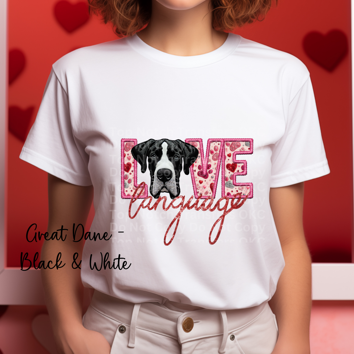 Love Language - Great Dane Black & White DTF Transfer