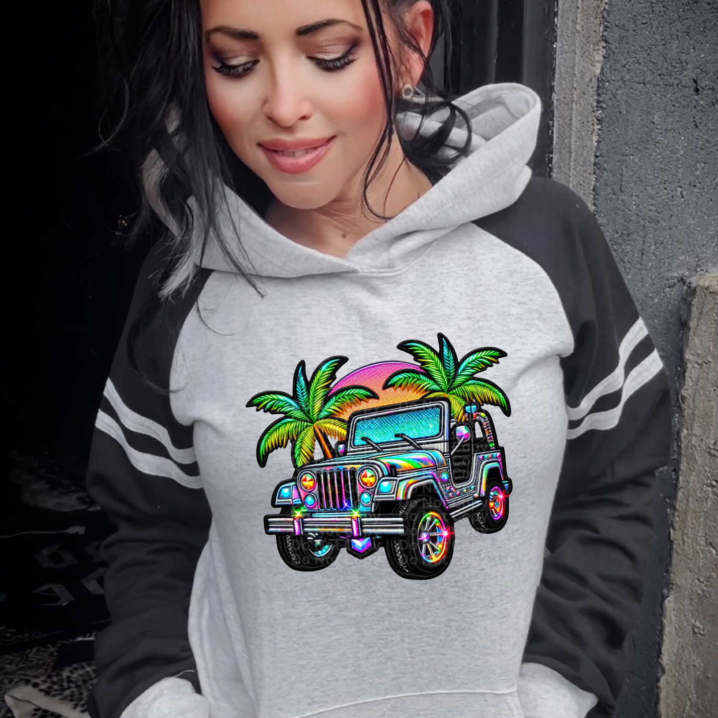 Car with Palm Trees DTF Transfer