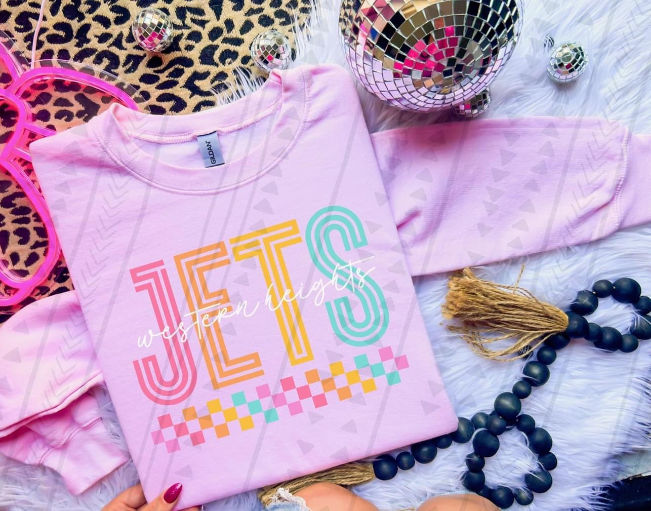 Western Heights Jets Checkered DTF Transfer