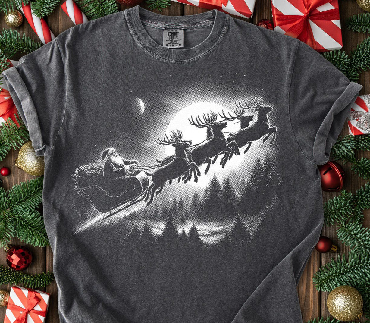 Vintage Santa Sleigh DTF Transfer