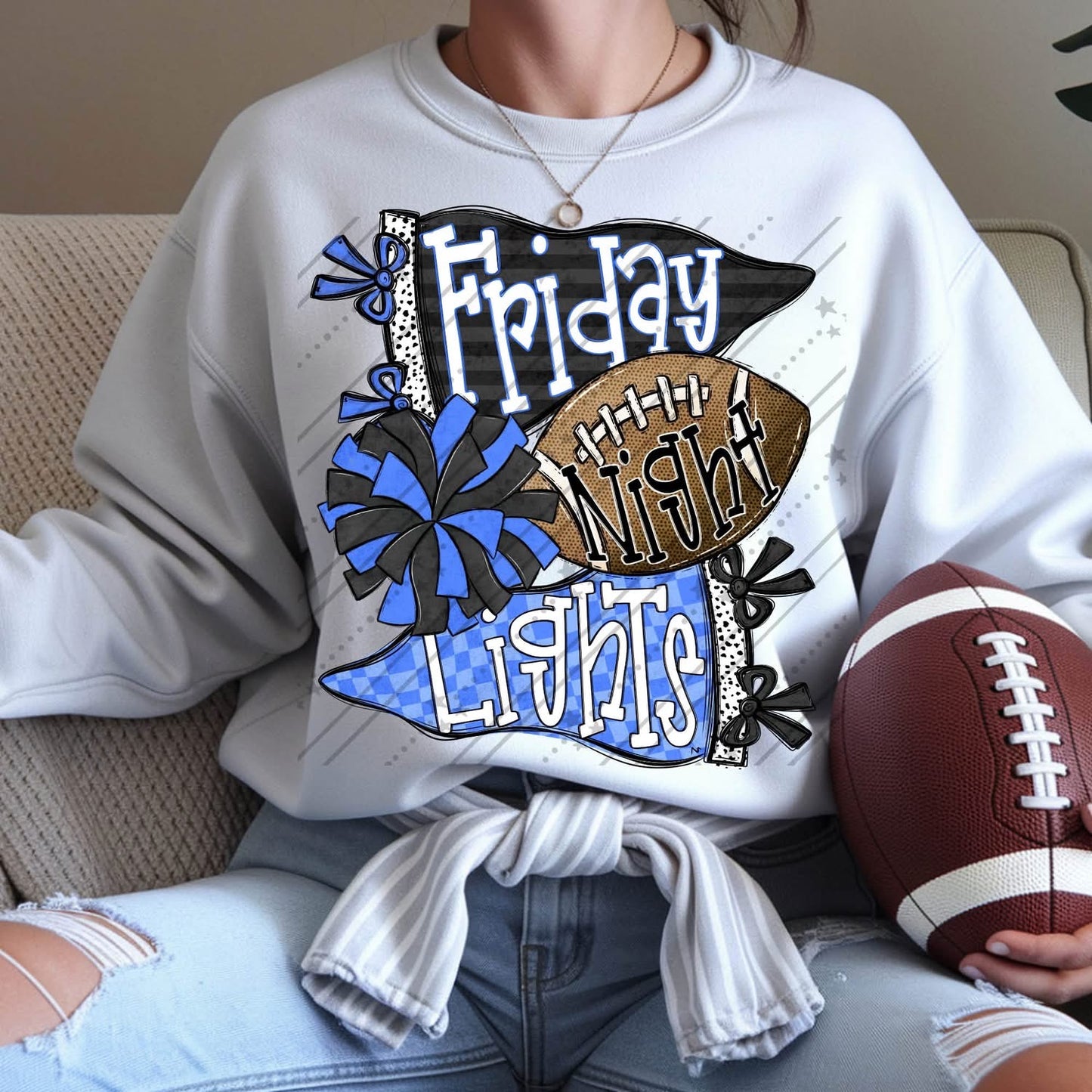 Friday Night Lights Black/Blue DTF Transfer