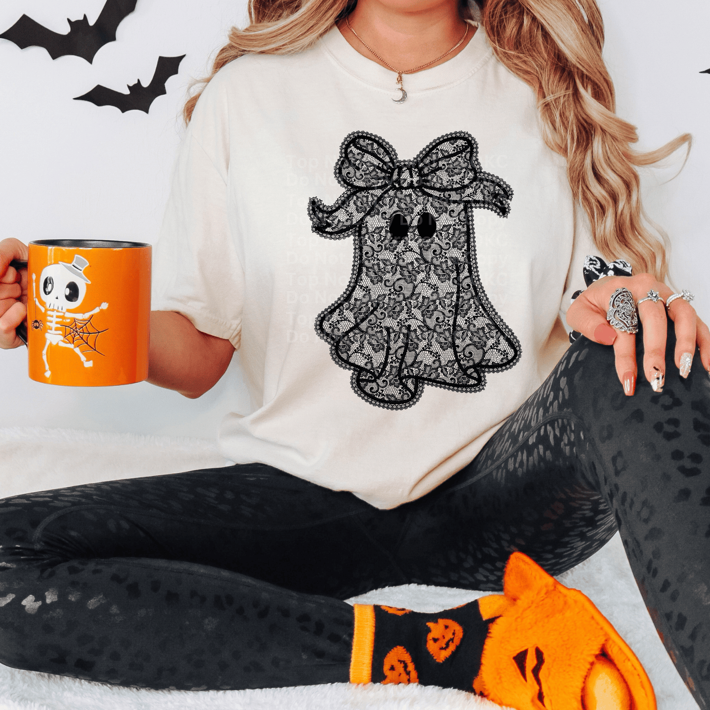 Black Lace Ghost DTF Transfer