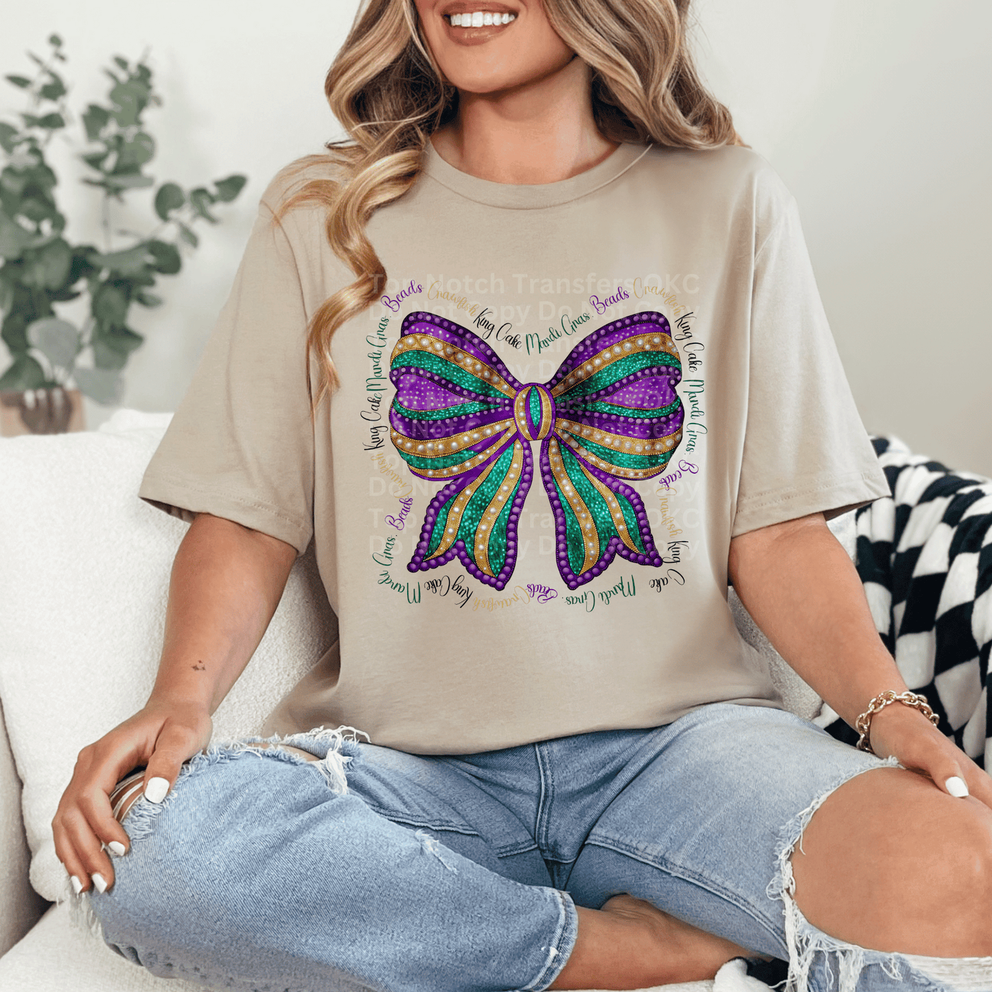 Mardi Gras Bow DTF Transfer