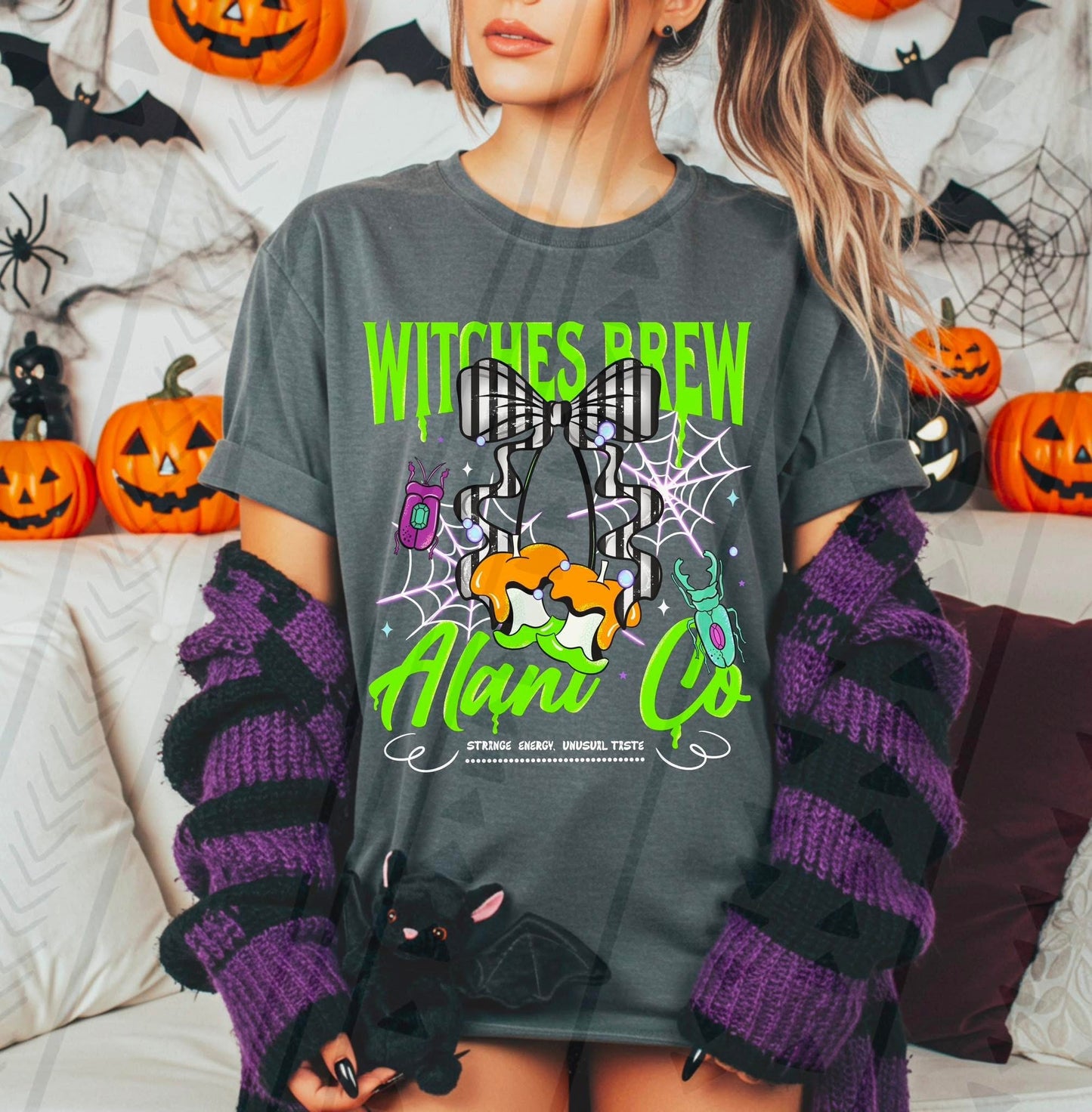 Witches Brew Striped Bow DTF Transfer
