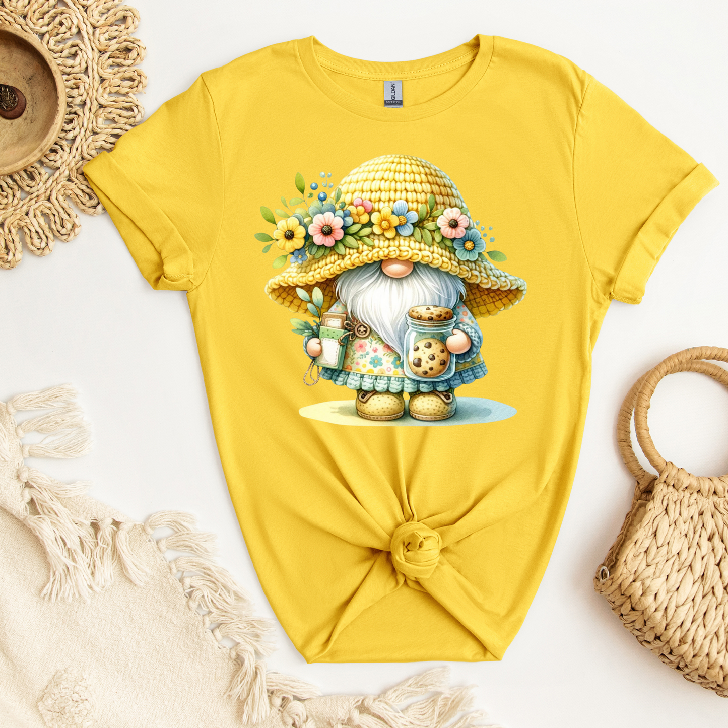 Garden Gnome Holding Jar of Cookies DTF Transfer