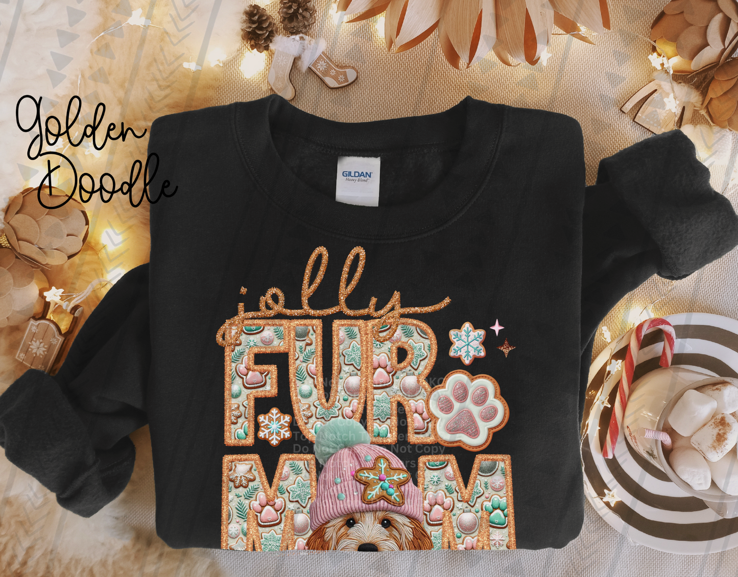 Jolly Fur Mom Golden Doodle - Faux Embroidery DTF Transfer