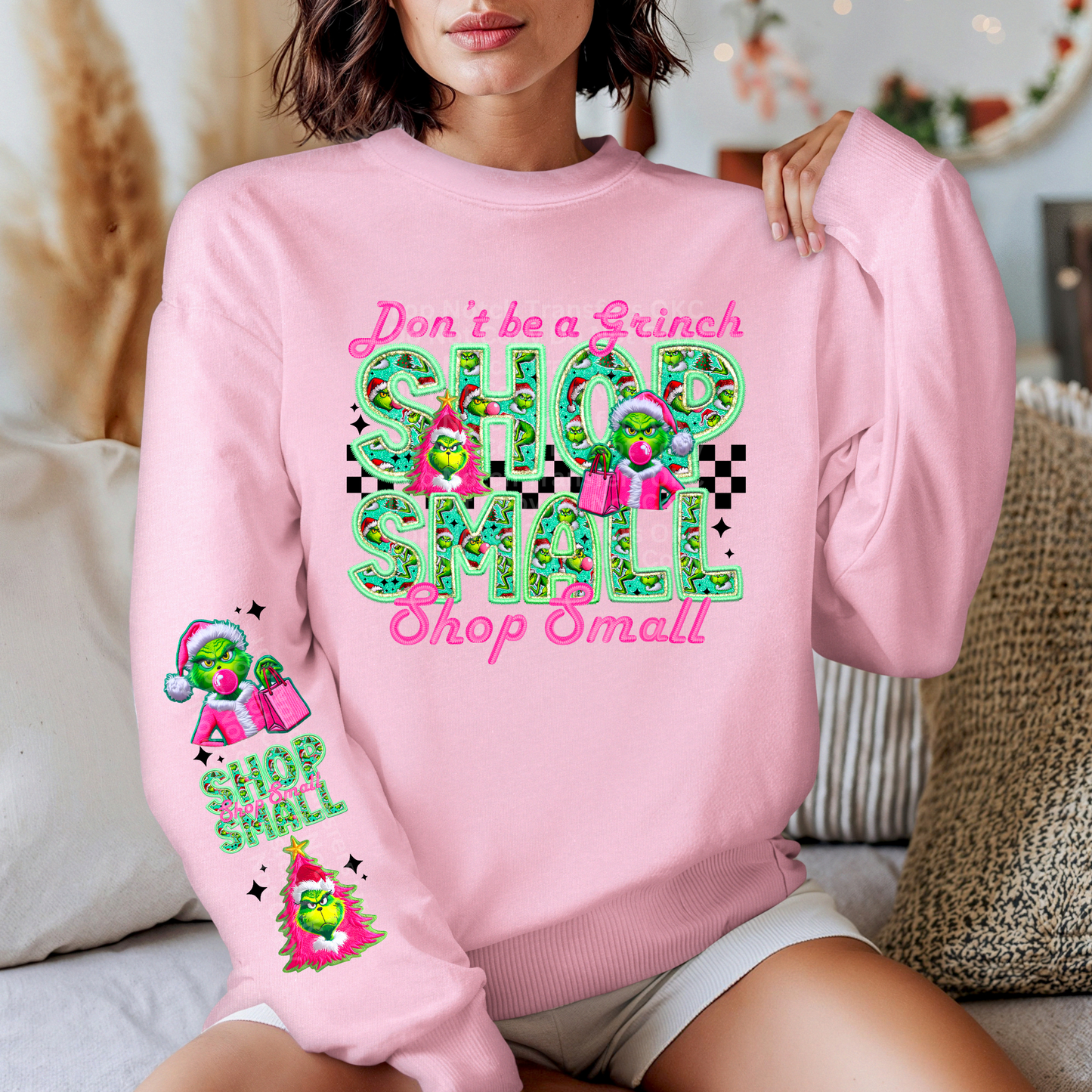 Don't Be a Gr!nch Shop Small *with optional sleeve design* DTF Transfer