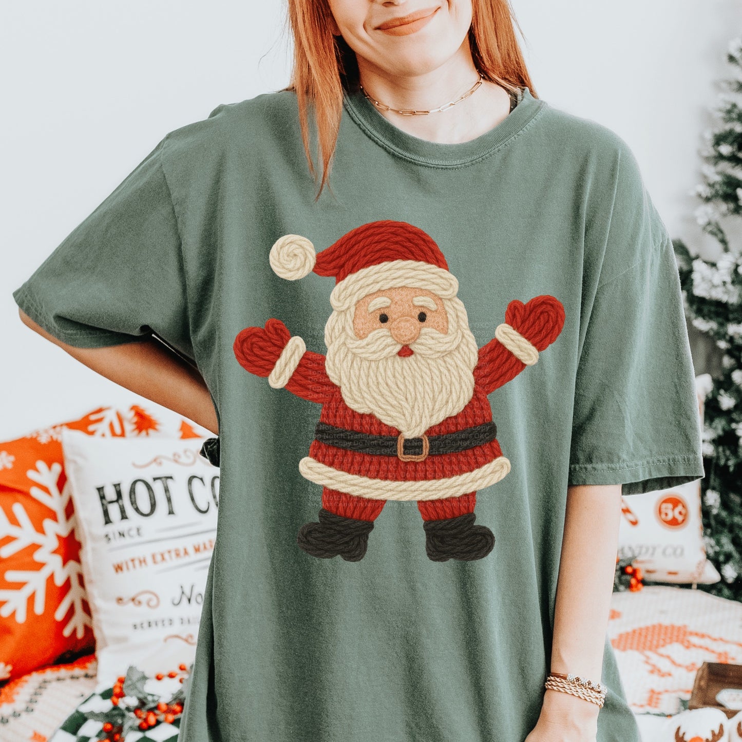 Faux Yarn Santa DTF Transfer