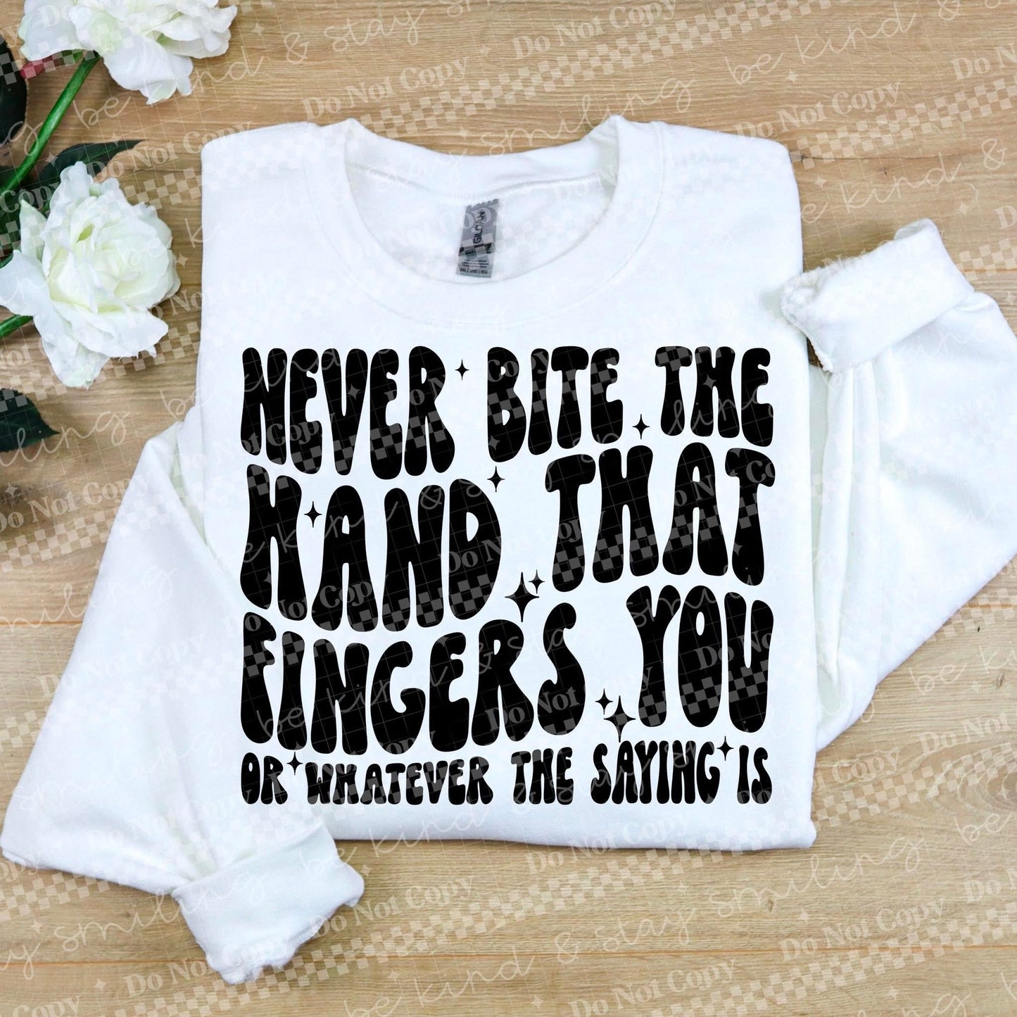 Never Bite The Hand That Fingers You DTF Transfer