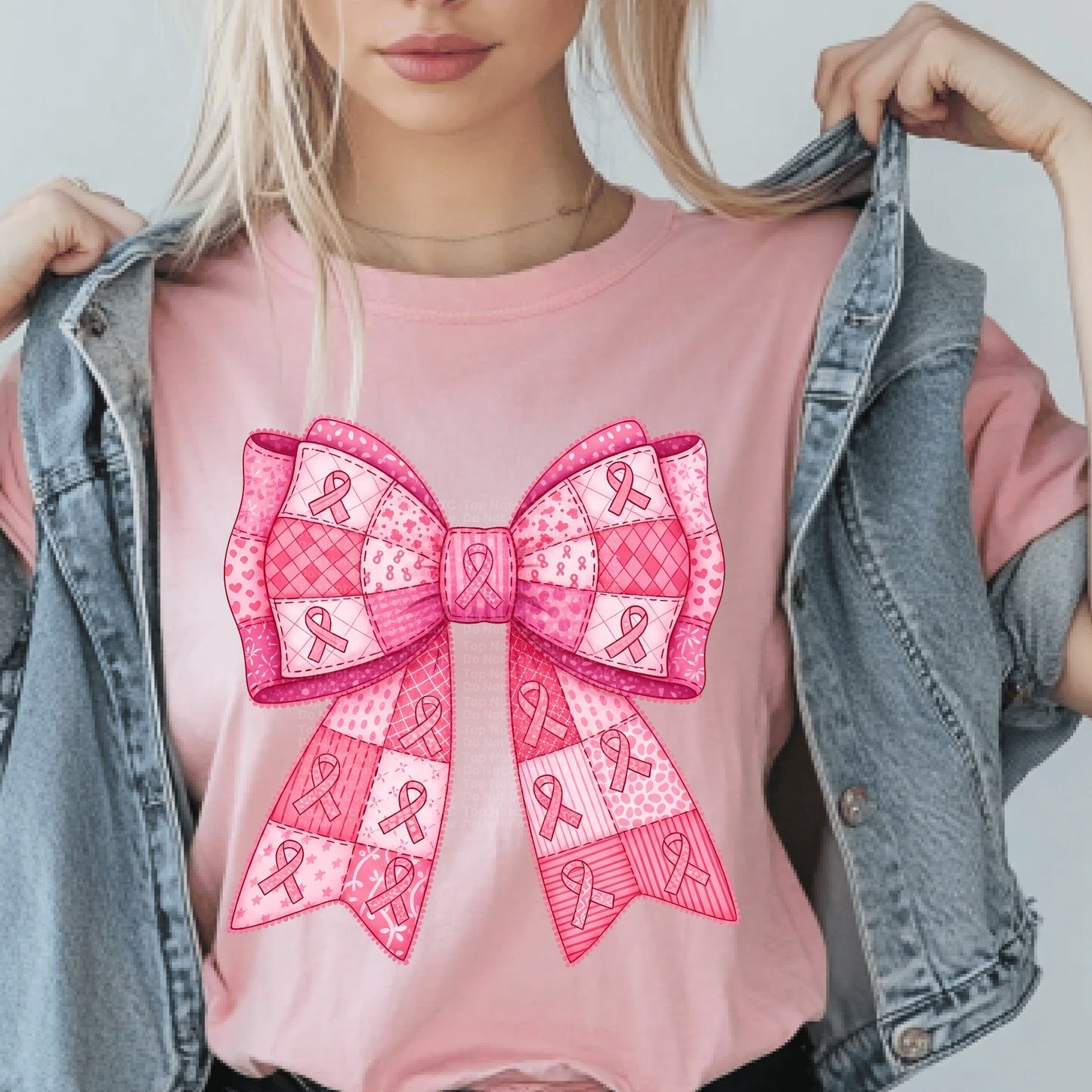 Pink Ribbon Bow DTF Transfer
