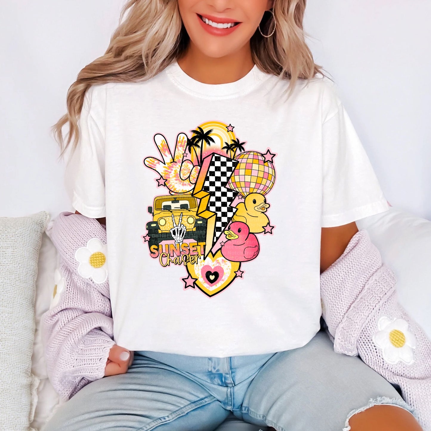 Yellow Jeep Collage DTF Transfer